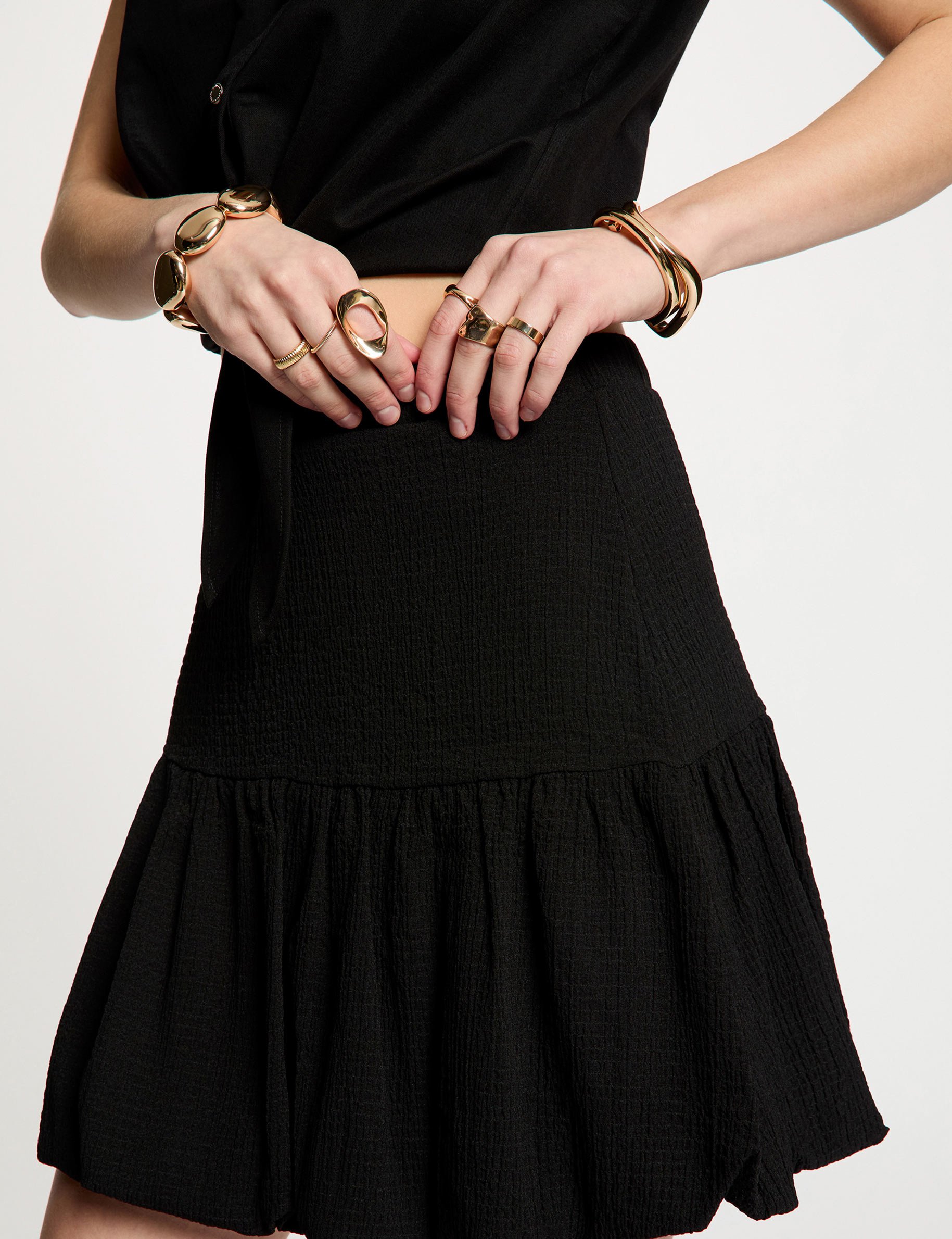 Kurzer plissierter Rock schwarz damen