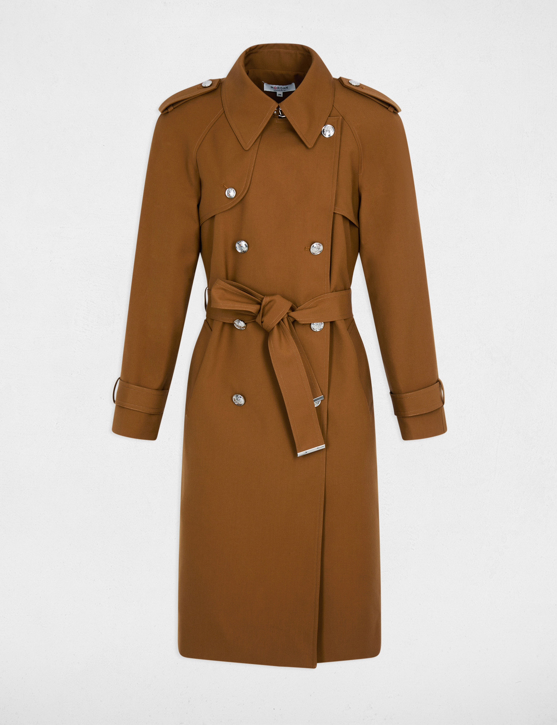 Langer Trenchcoat mit G&uuml;rtel kamel damen