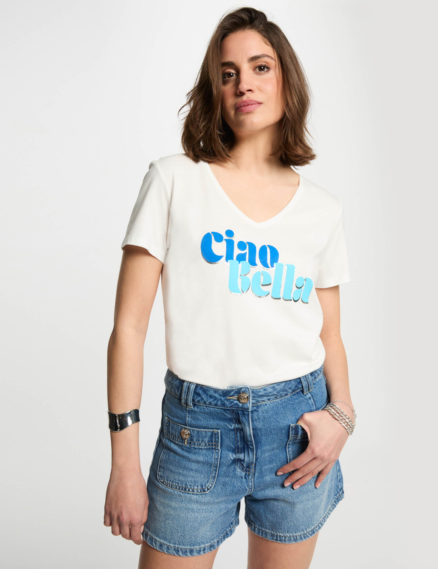 t shirt mit aufdruck weiss damen T-shirt mit Aufdruck weiss damen