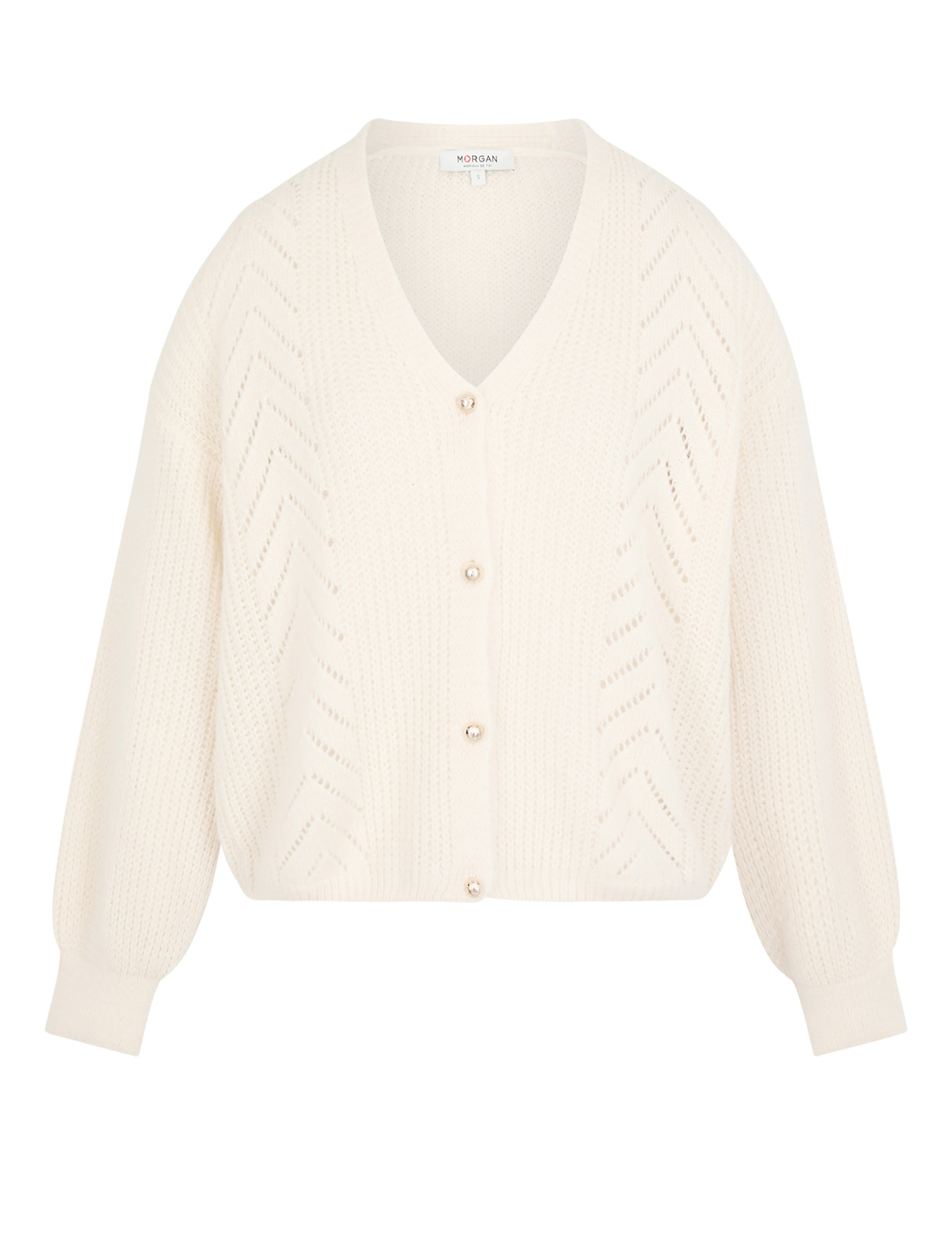 Gilet col v ivoire femme