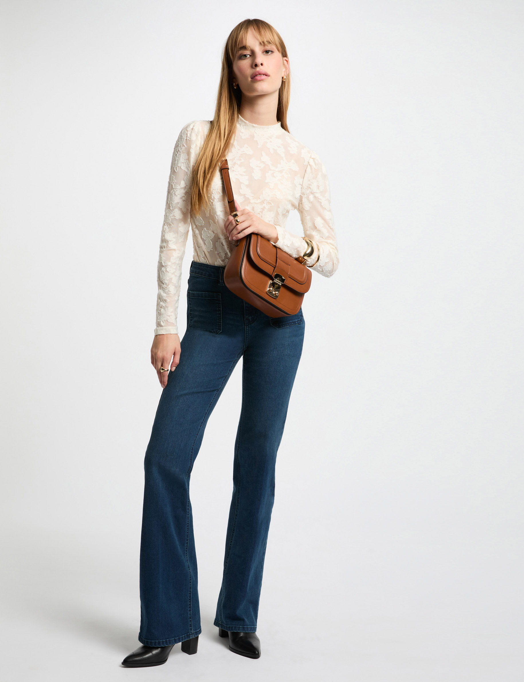 t shirt manches longues ivoire femme T-shirt manches longues ivoire femme