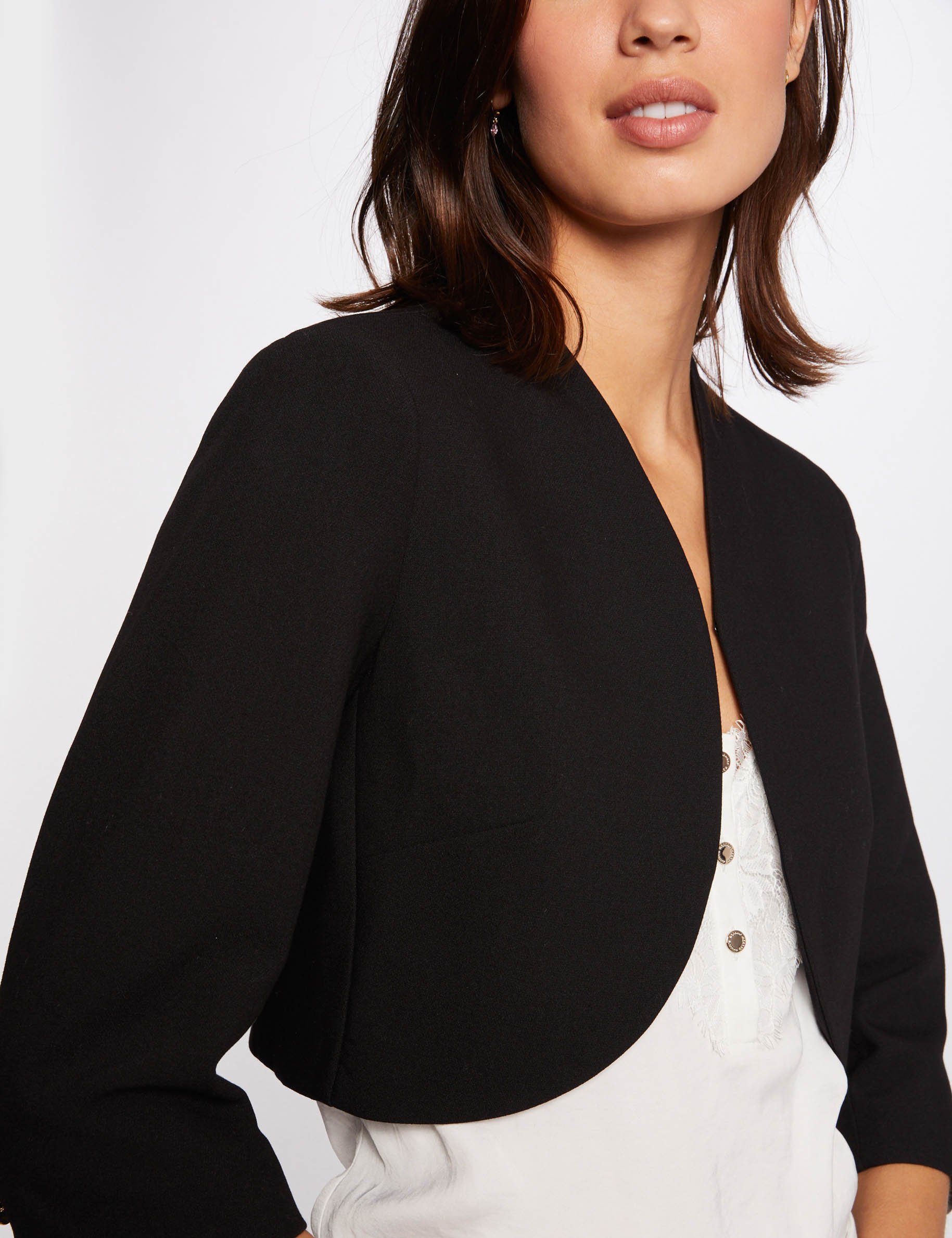 Gerade Jacke mit 3/4-&Auml;rmeln schwarz damen