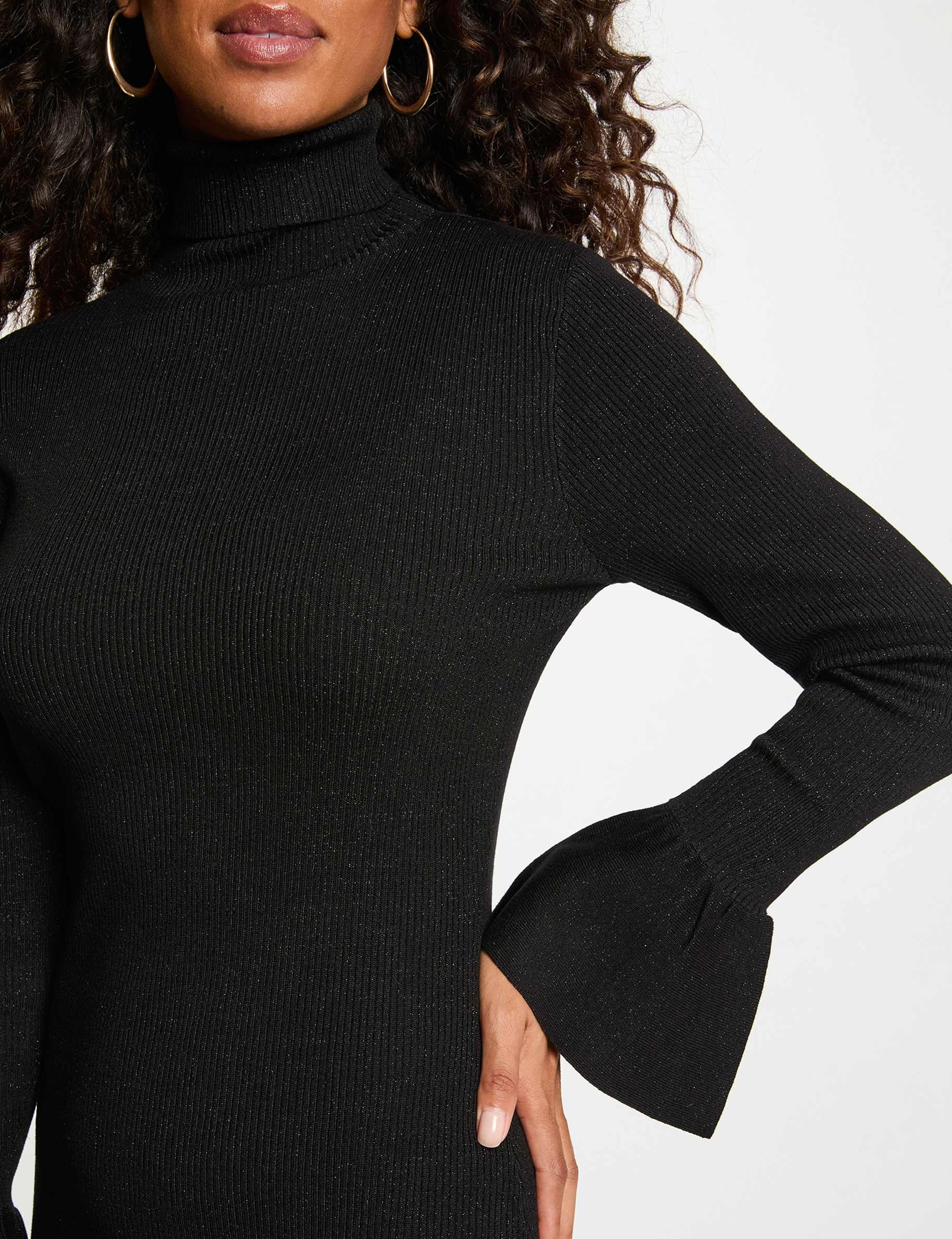 Strickkleid mit Rollkragen schwarz damen