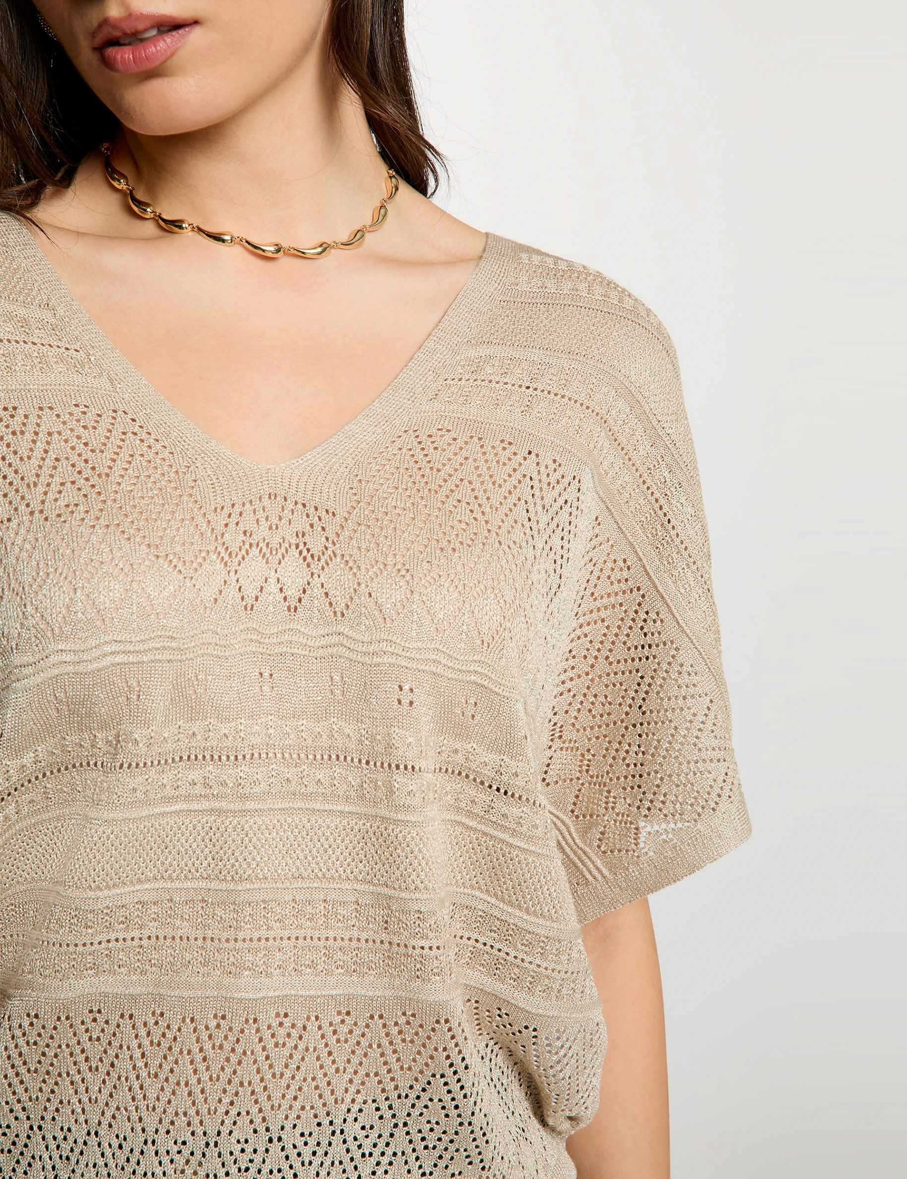 Pull oversize col v jaune or femme