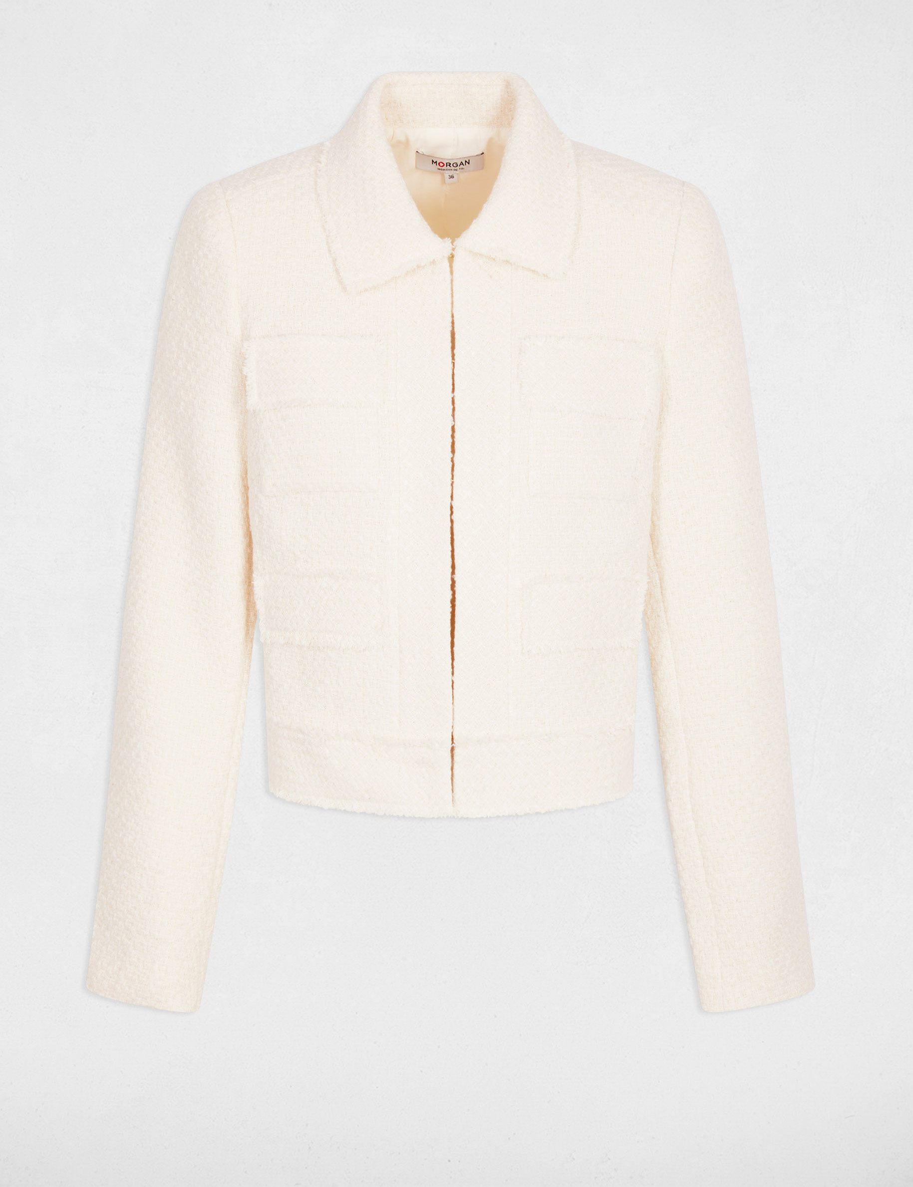 Veste ajust&eacute;e cropped ivoire femme