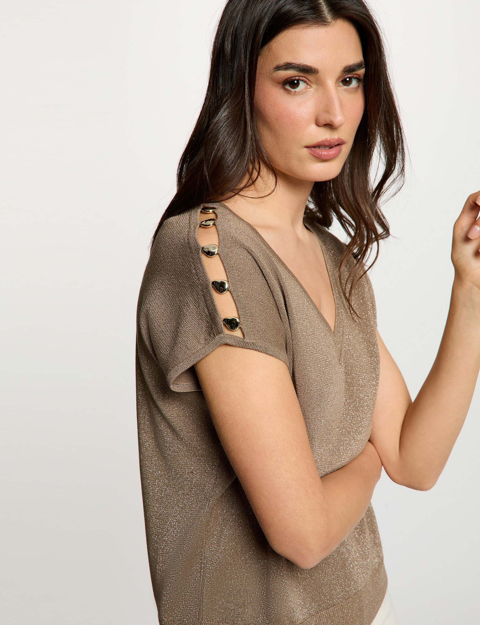 Oversize-Pullover mit V-Ausschnitt maulwurfsgrau damen