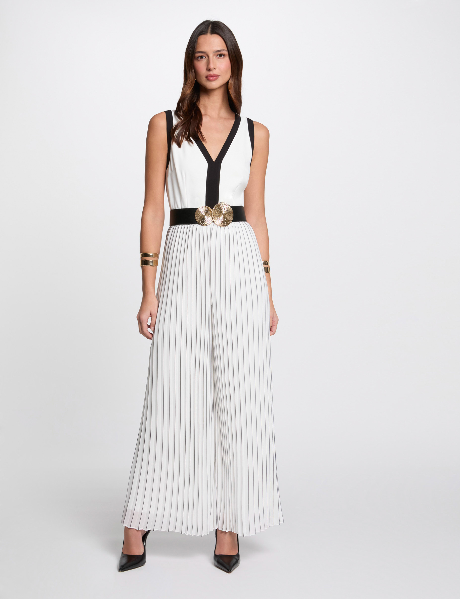 plissierter jumpsuit weiss damen Plissierter Jumpsuit weiss damen