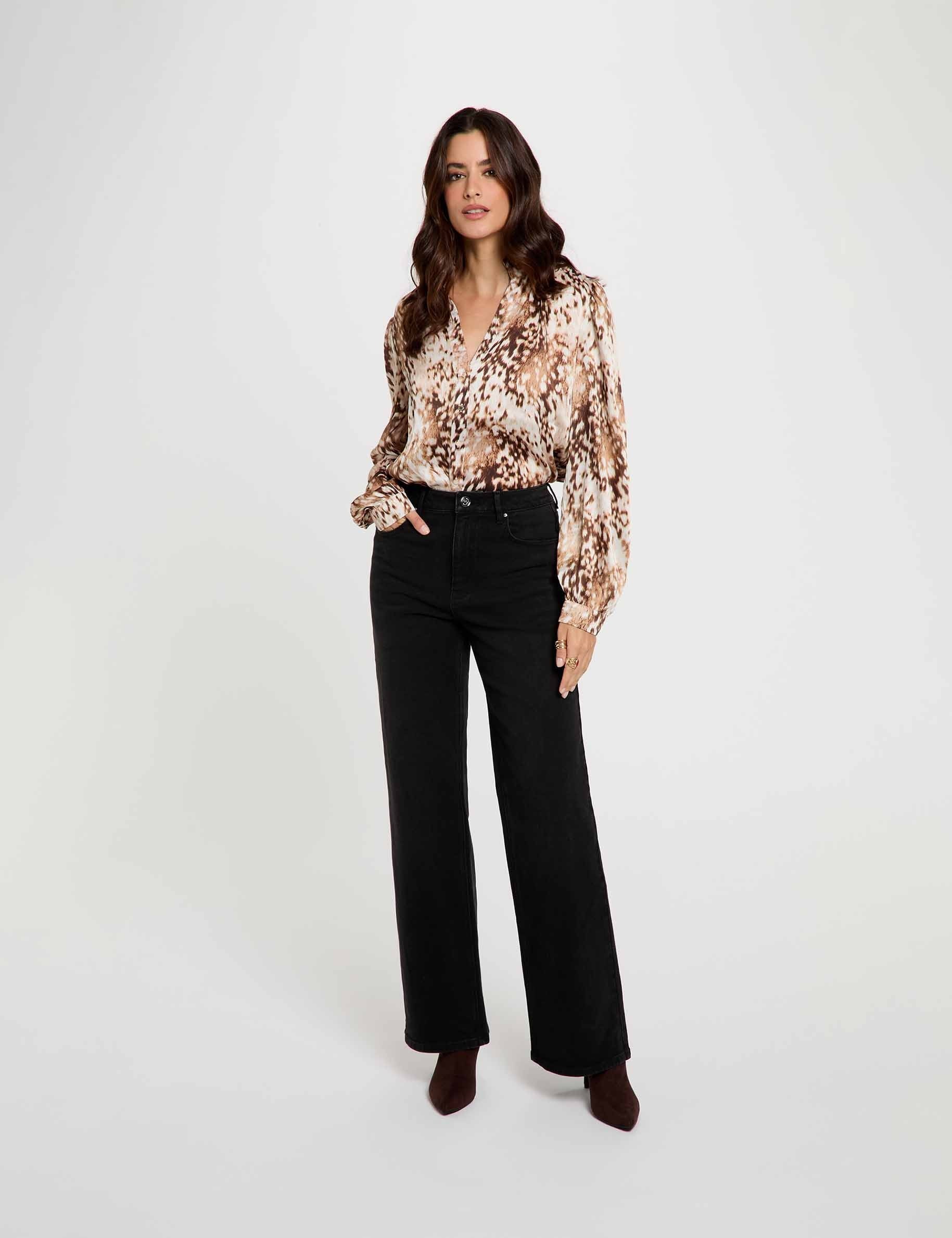 Chemise imprim&eacute;e col v multicolore femme