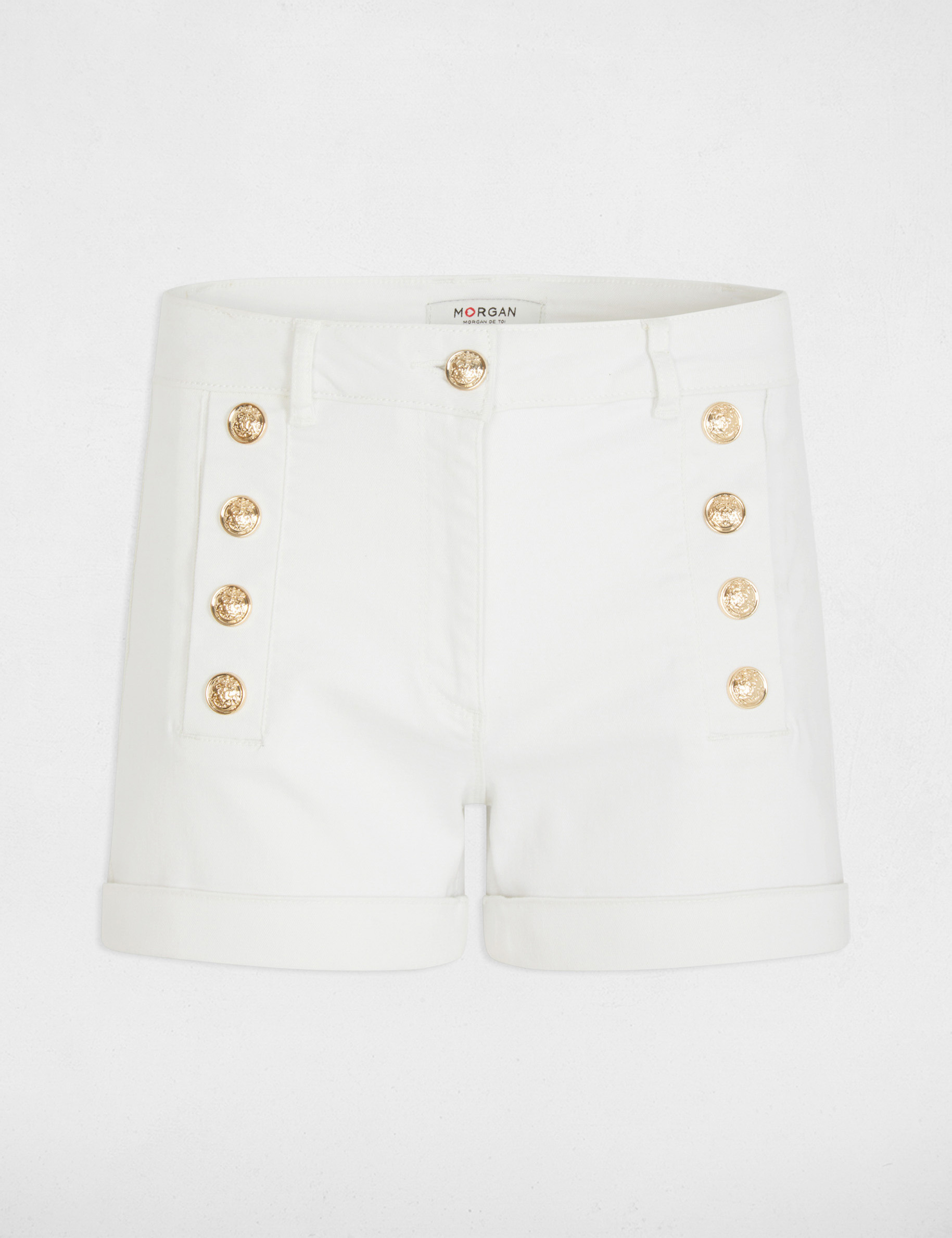 short en jean boutons blanc femme Short en jean boutons blanc femme