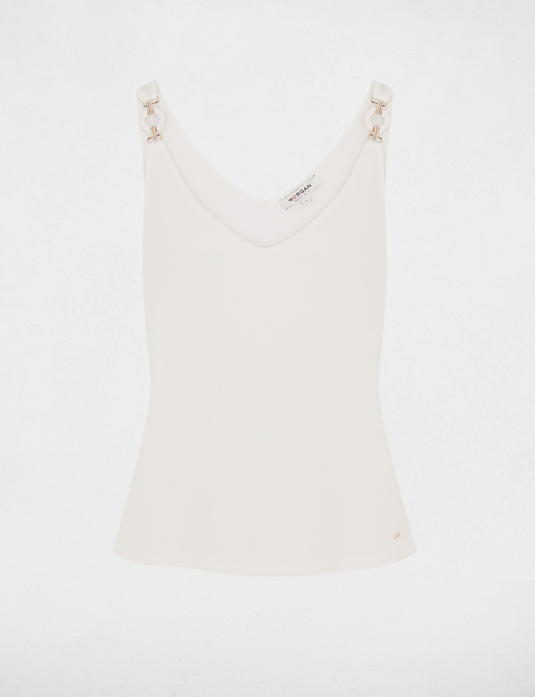 Tailliertes Tanktop mit V-Ausschnitt weiss damen