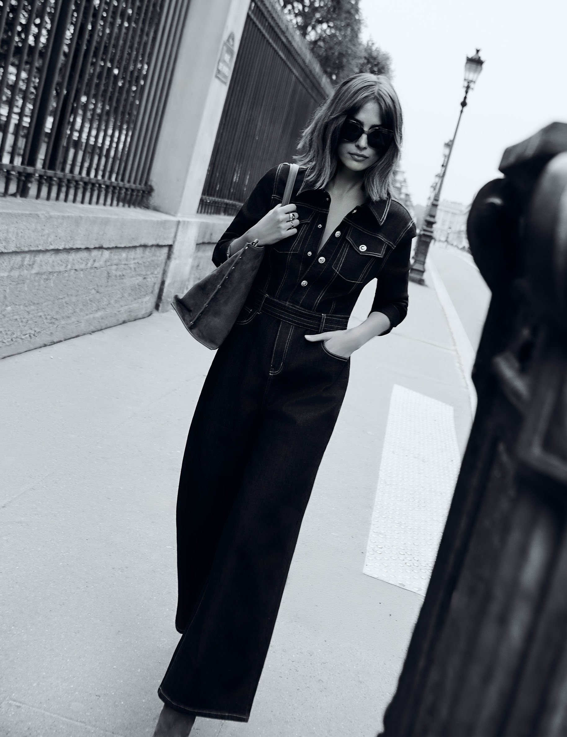 Weite Jeans-Overall rohes denim damen