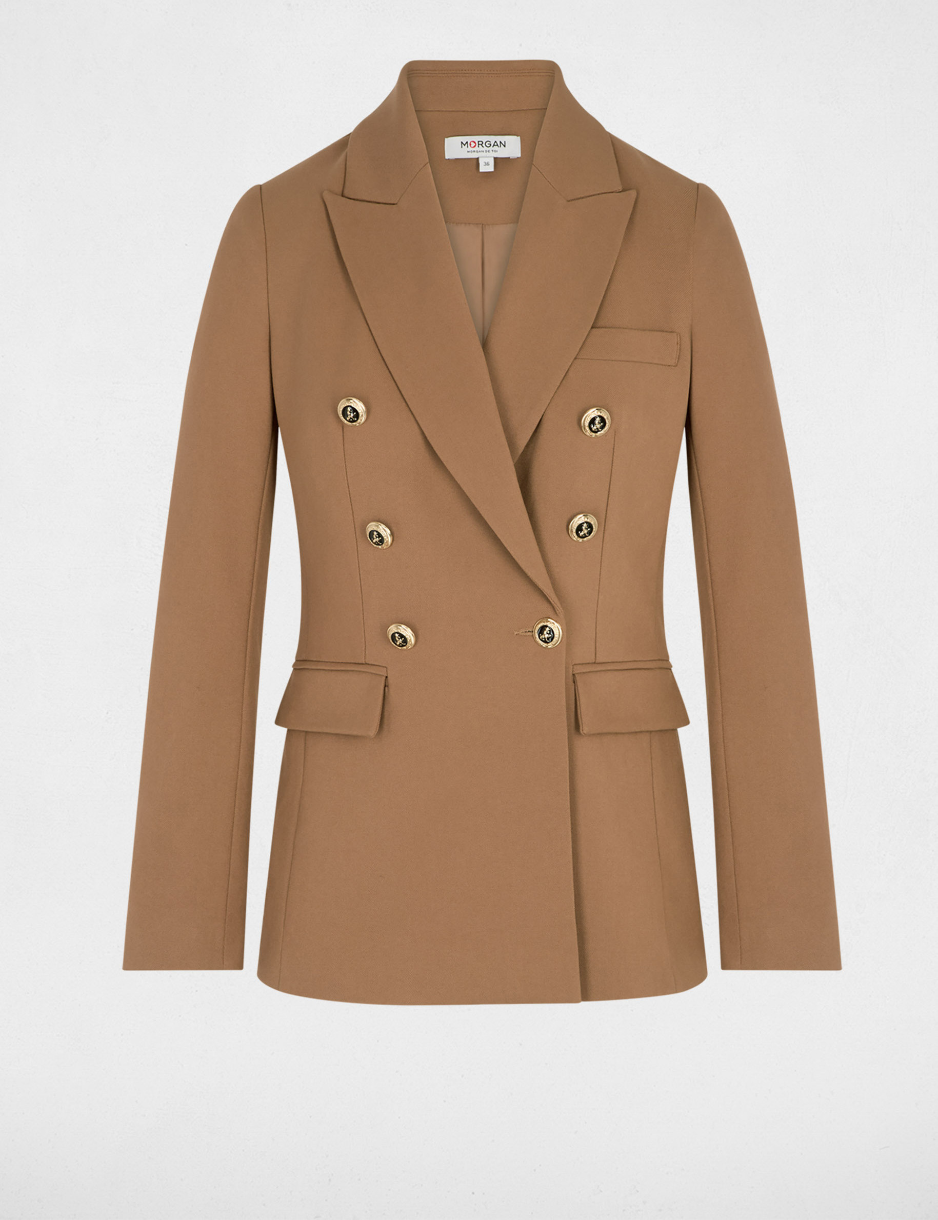 Blazer ajust&eacute; sans manches marron femme