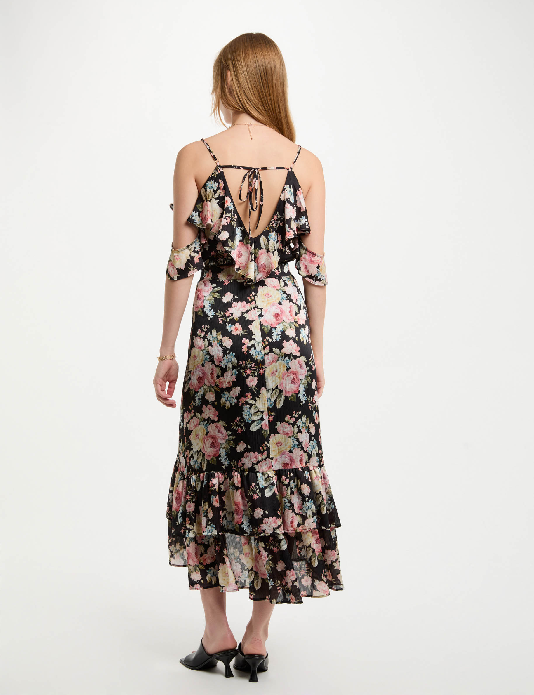 jupe midi volants imprimee multicolore femme Jupe midi volants imprimée multicolore femme