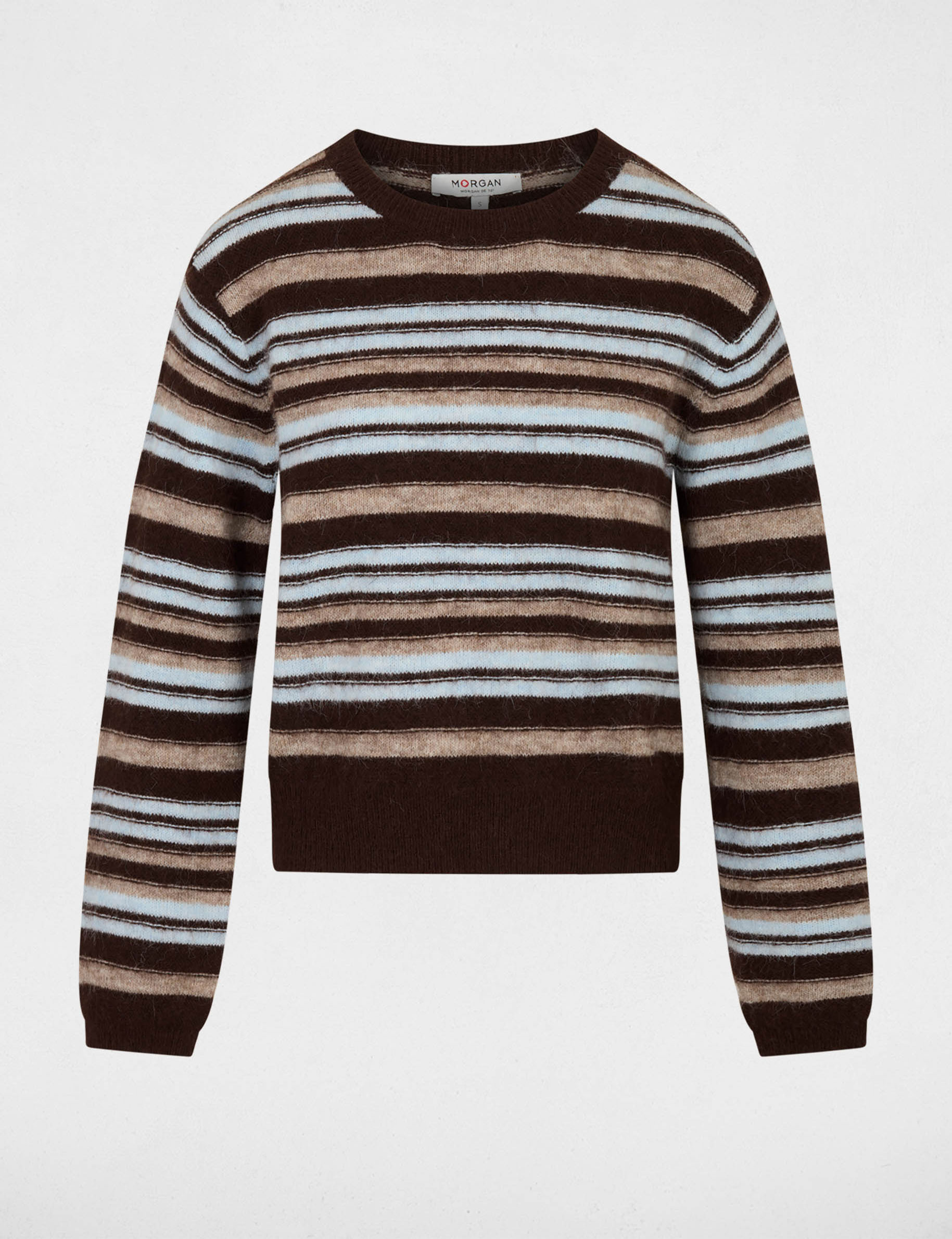 Gestreifter Pullover mit Rundhals beige damen
