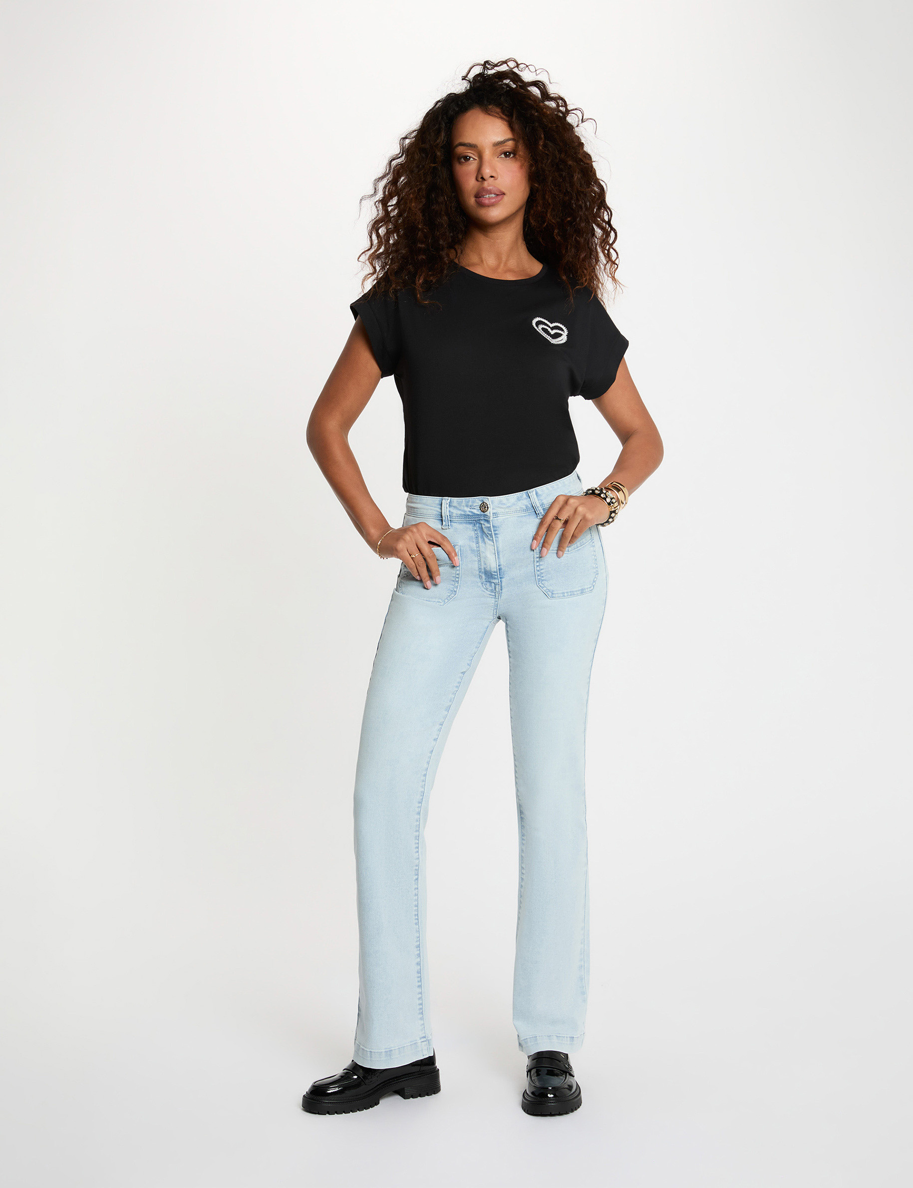 Jean bootcut denim bleach femme