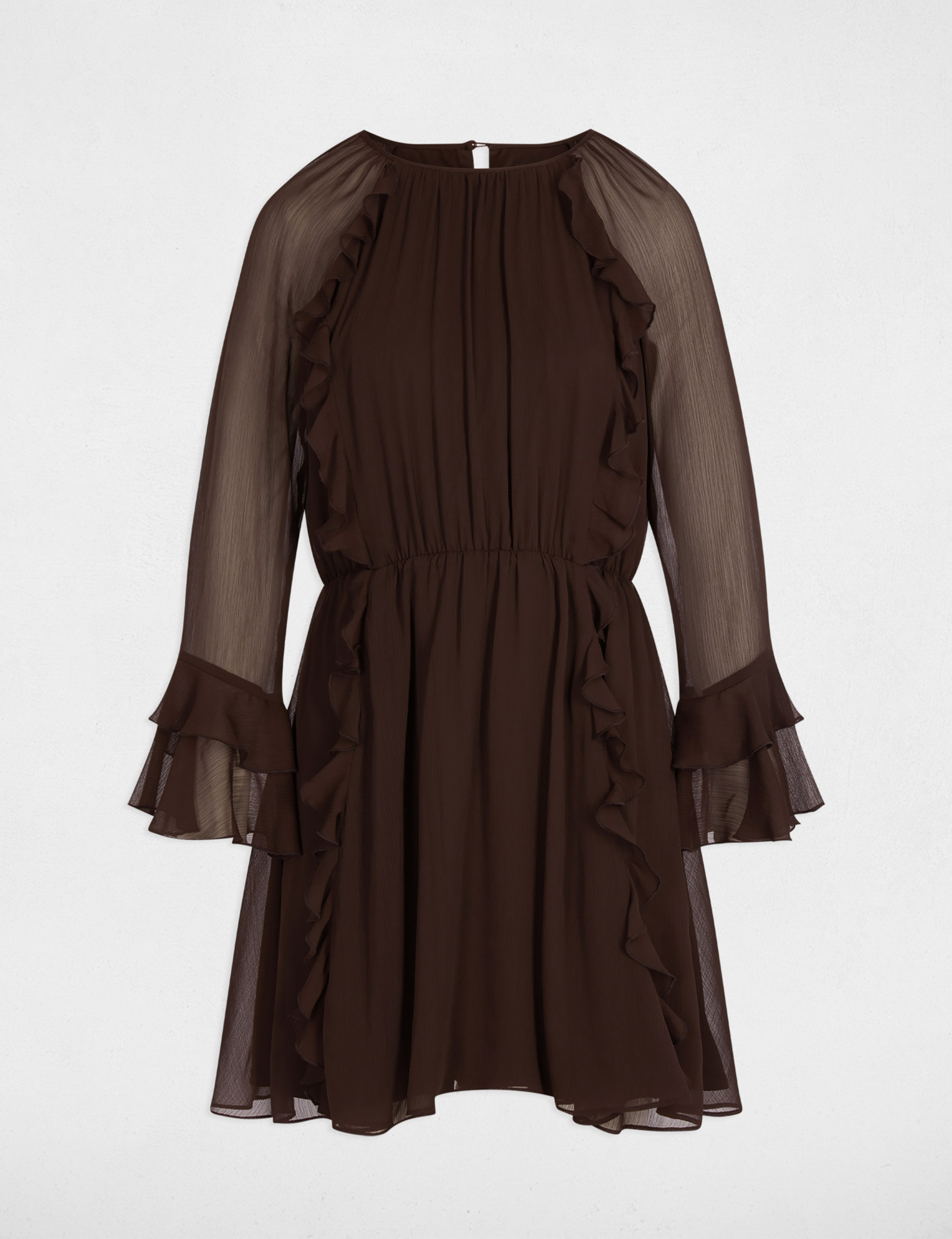 Flie&szlig;endes kurzes Kleid dunkelbraun damen