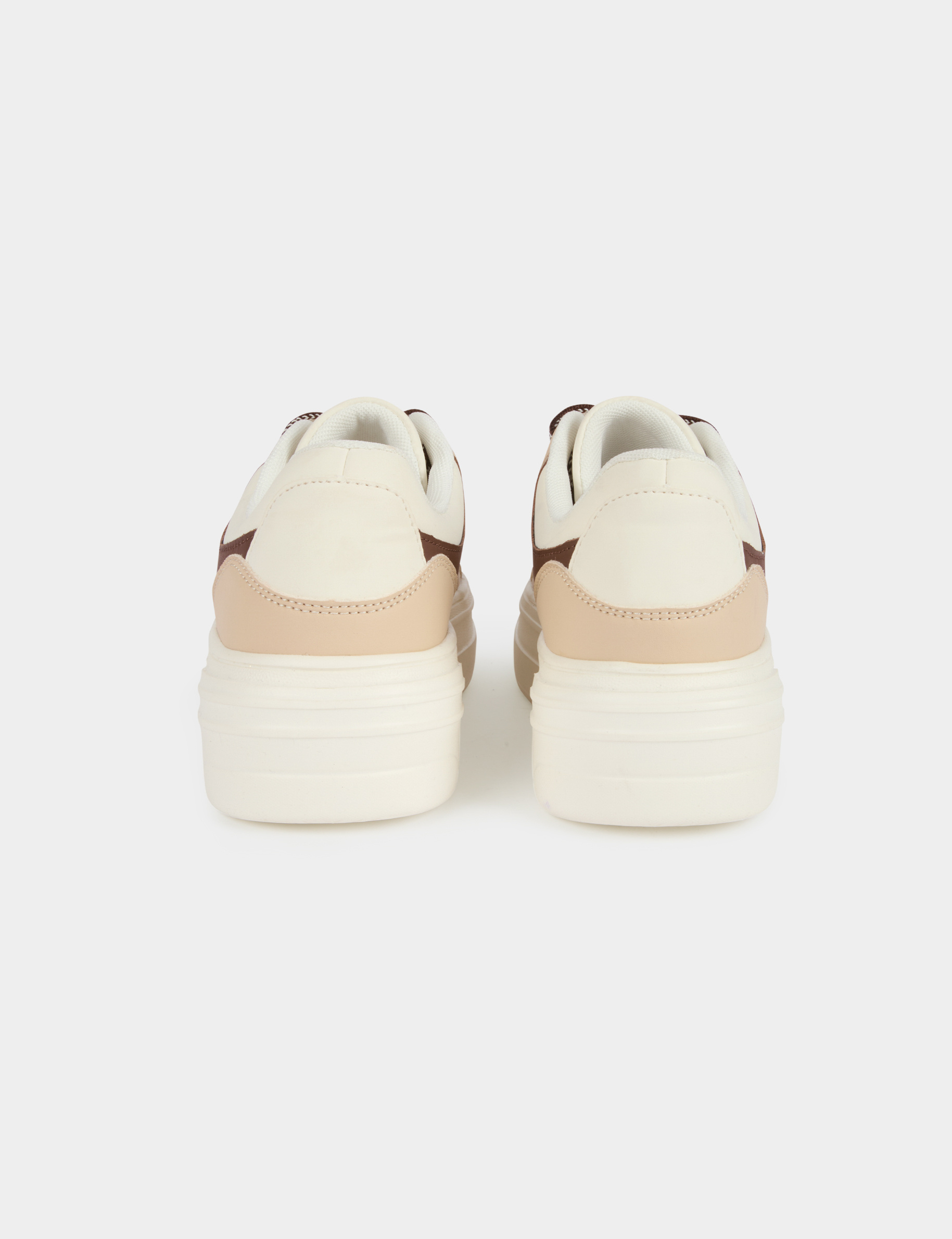 Zweifarbige Kunstleder-Sneaker weiss damen