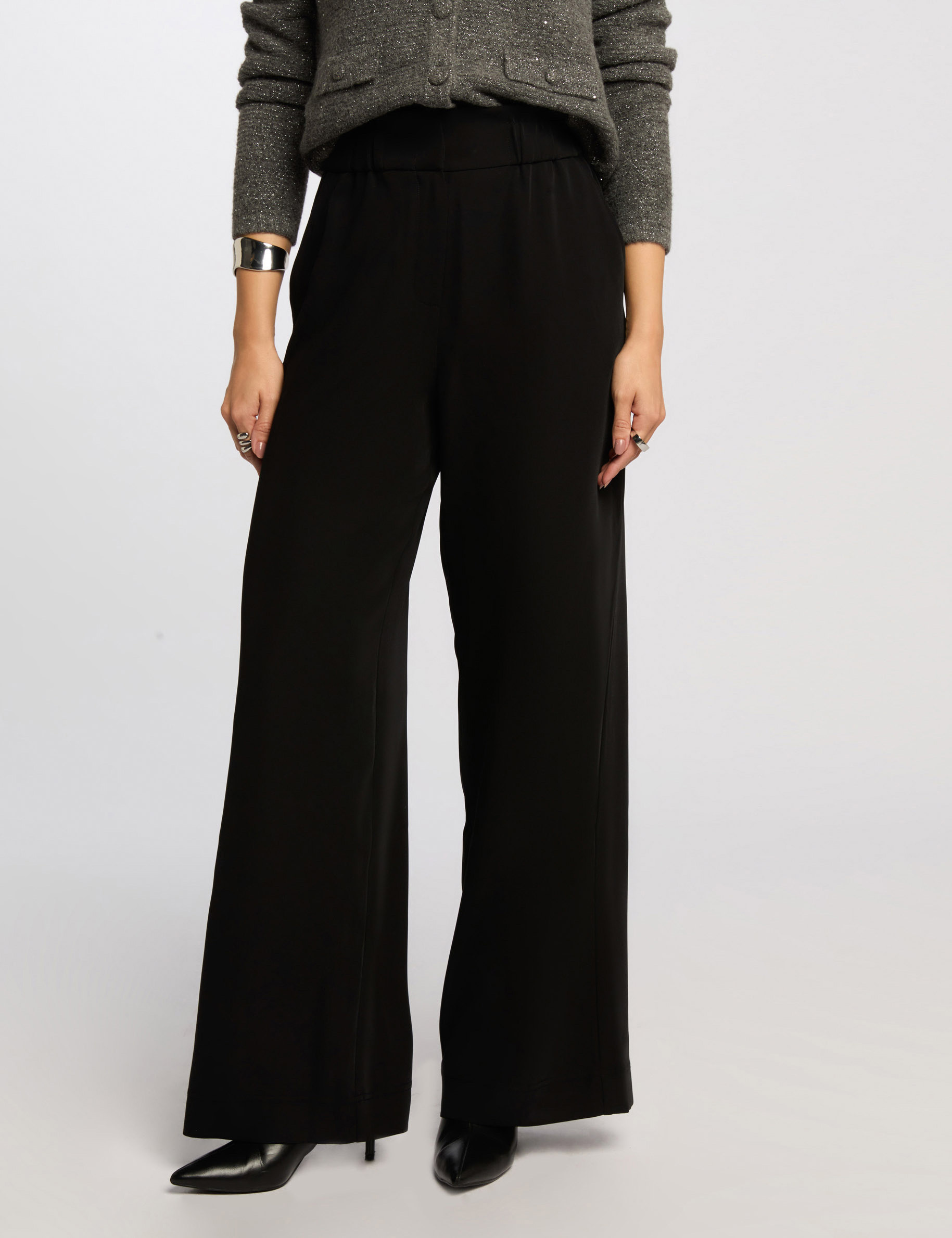 pantalon large fronces noir femme Pantalon large � fronces noir femme