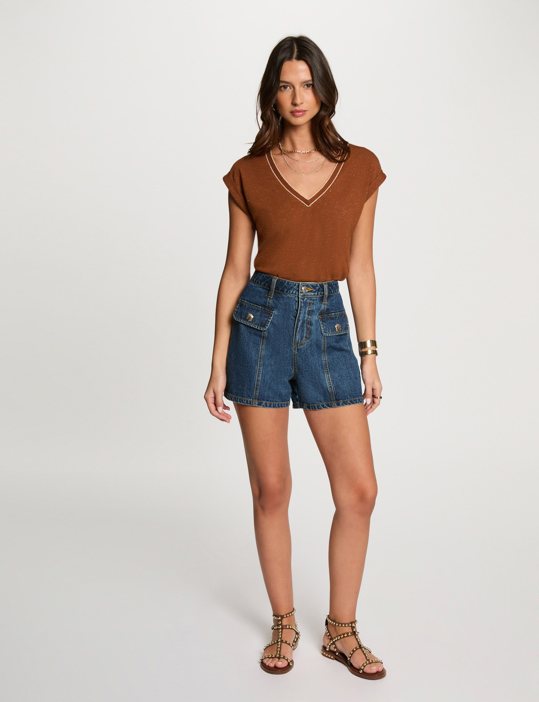 kurzarm t shirt cognacbraun damen Kurzarm-T-Shirt cognacbraun damen