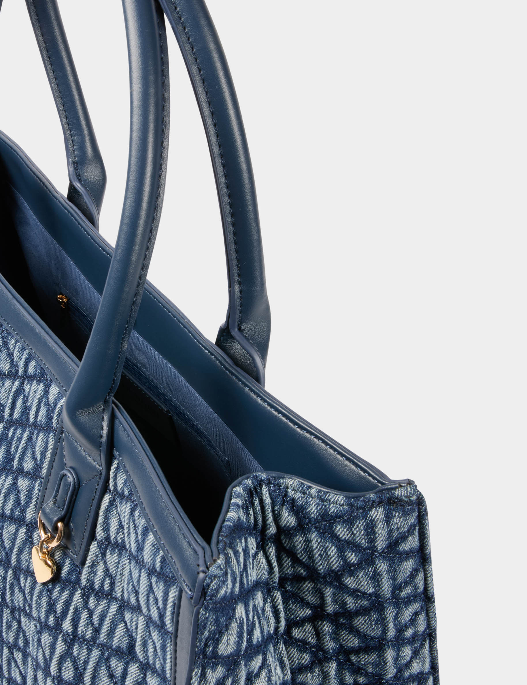 Sac cabas matelass&eacute; denim stone femme