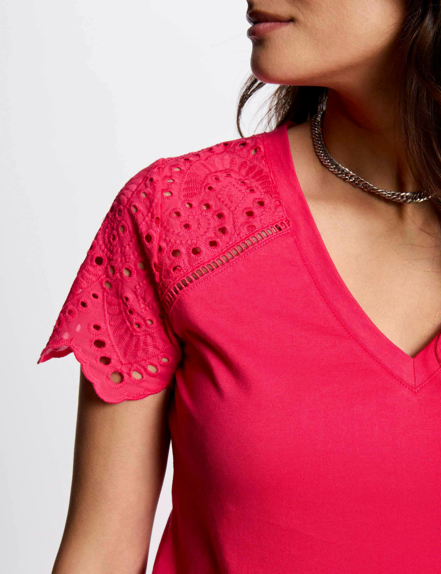 t shirt manches courtes rose fushia femme T-shirt manches courtes rose fushia femme
