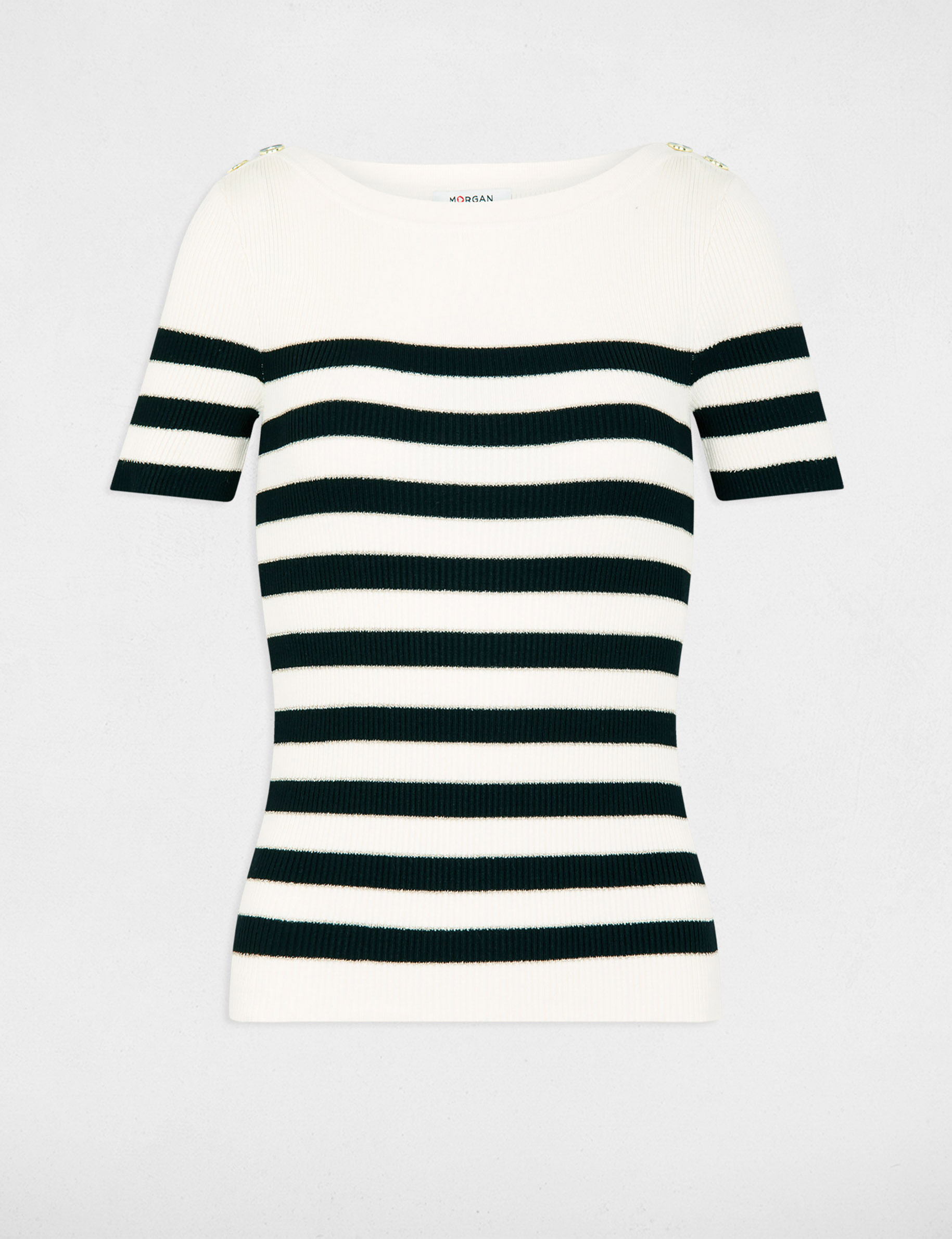 pull col rond rayures ivoire femme Pull col rond � rayures ivoire femme