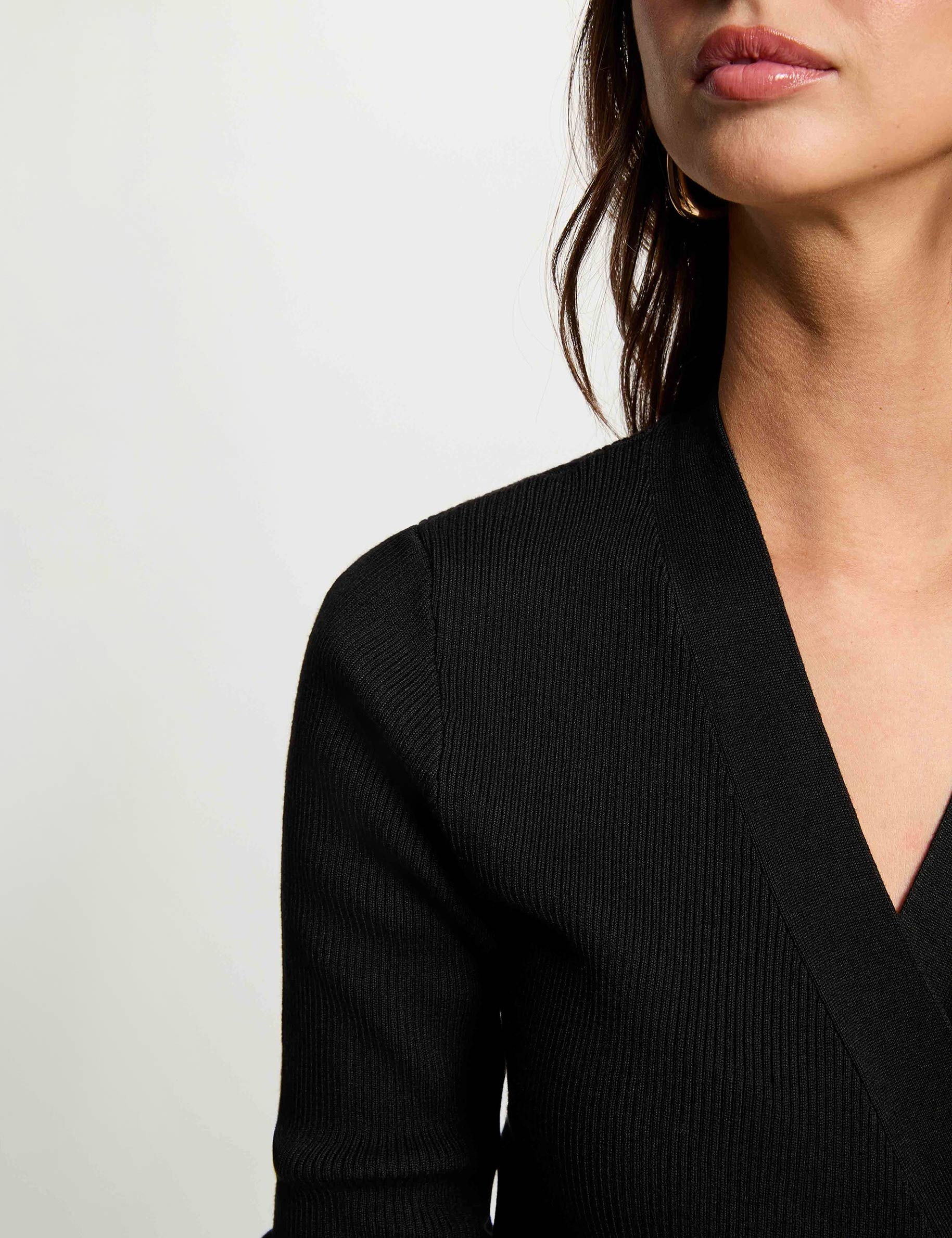 Wickelpullover mit V-Ausschnitt schwarz damen