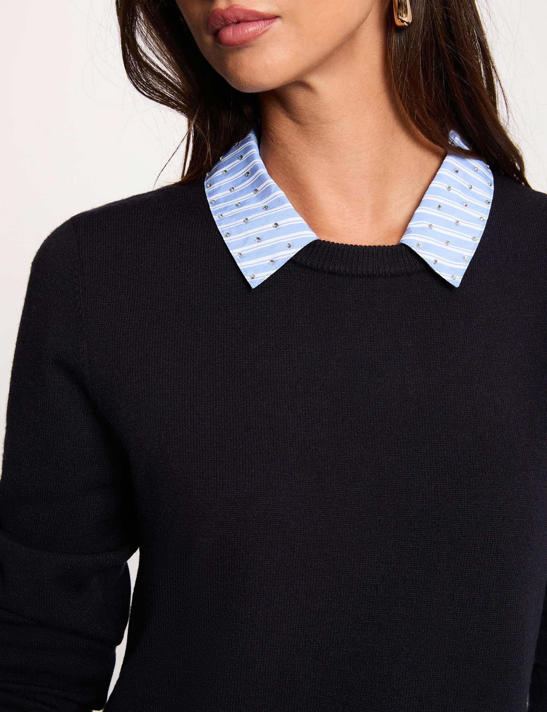 Strickkleid mit Reverskragen marineblau damen