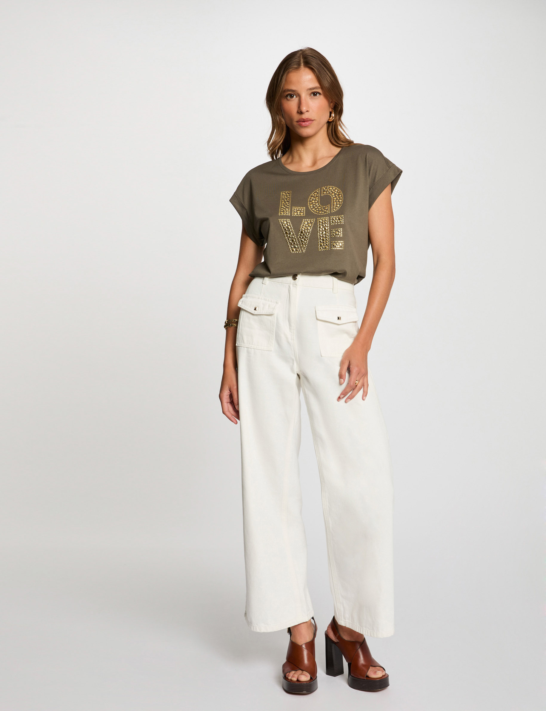 t shirt mit aufdruck khakigrun damen T-Shirt mit Aufdruck khakigrün damen