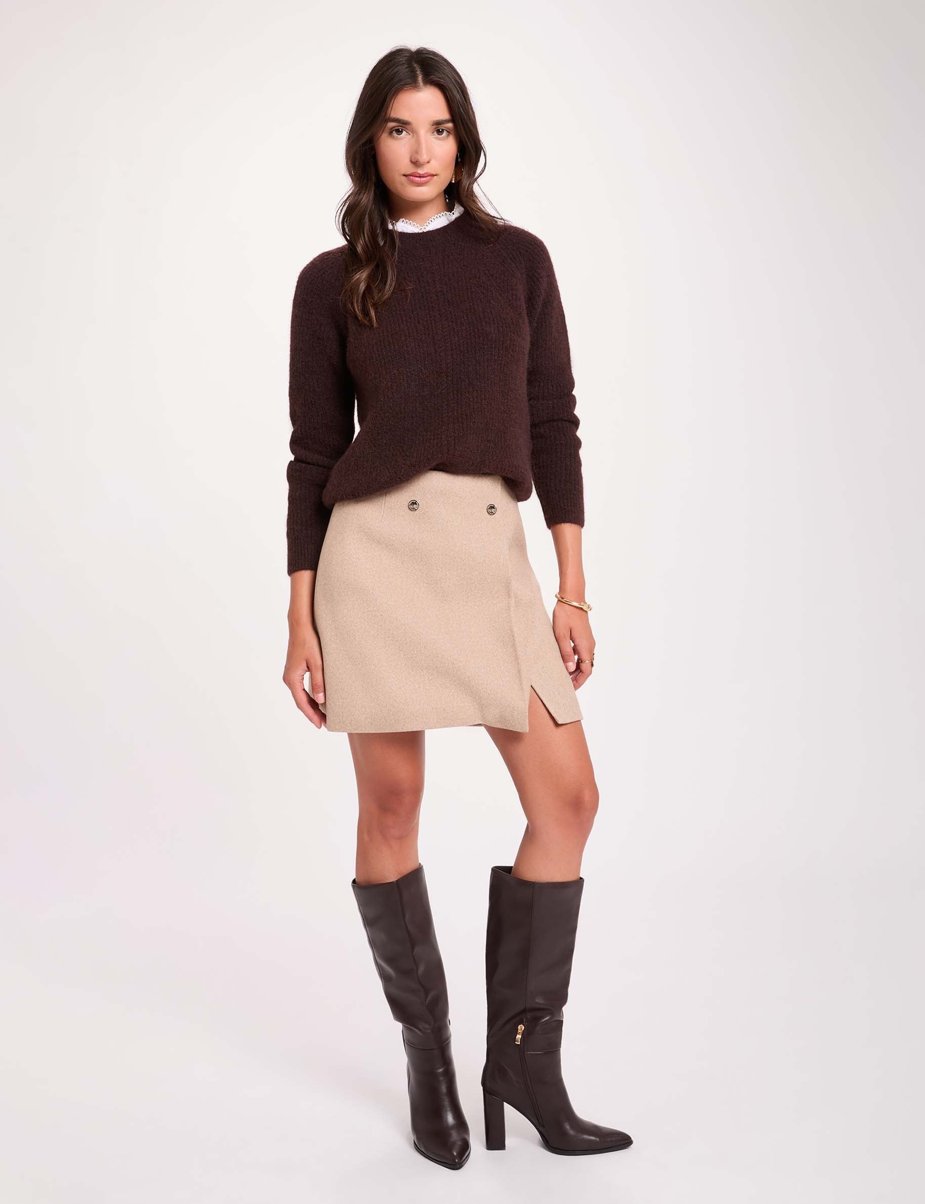 Kurzer Rock mittelbeige damen