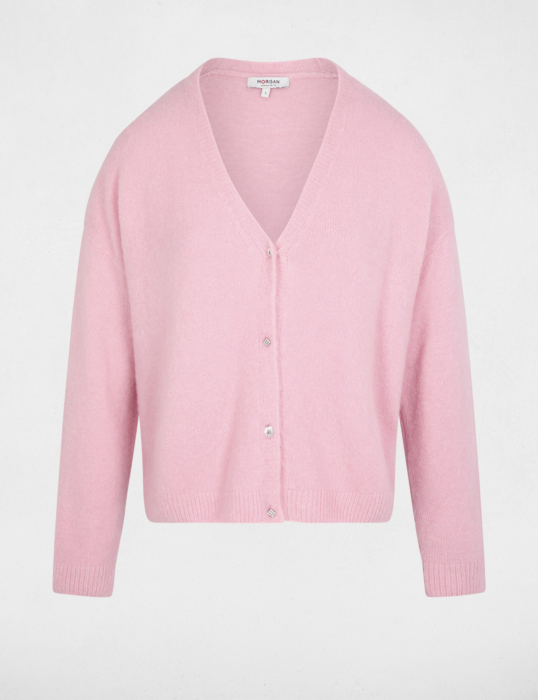 Strickcardigan mit V-Ausschnitt pastellrosa damen