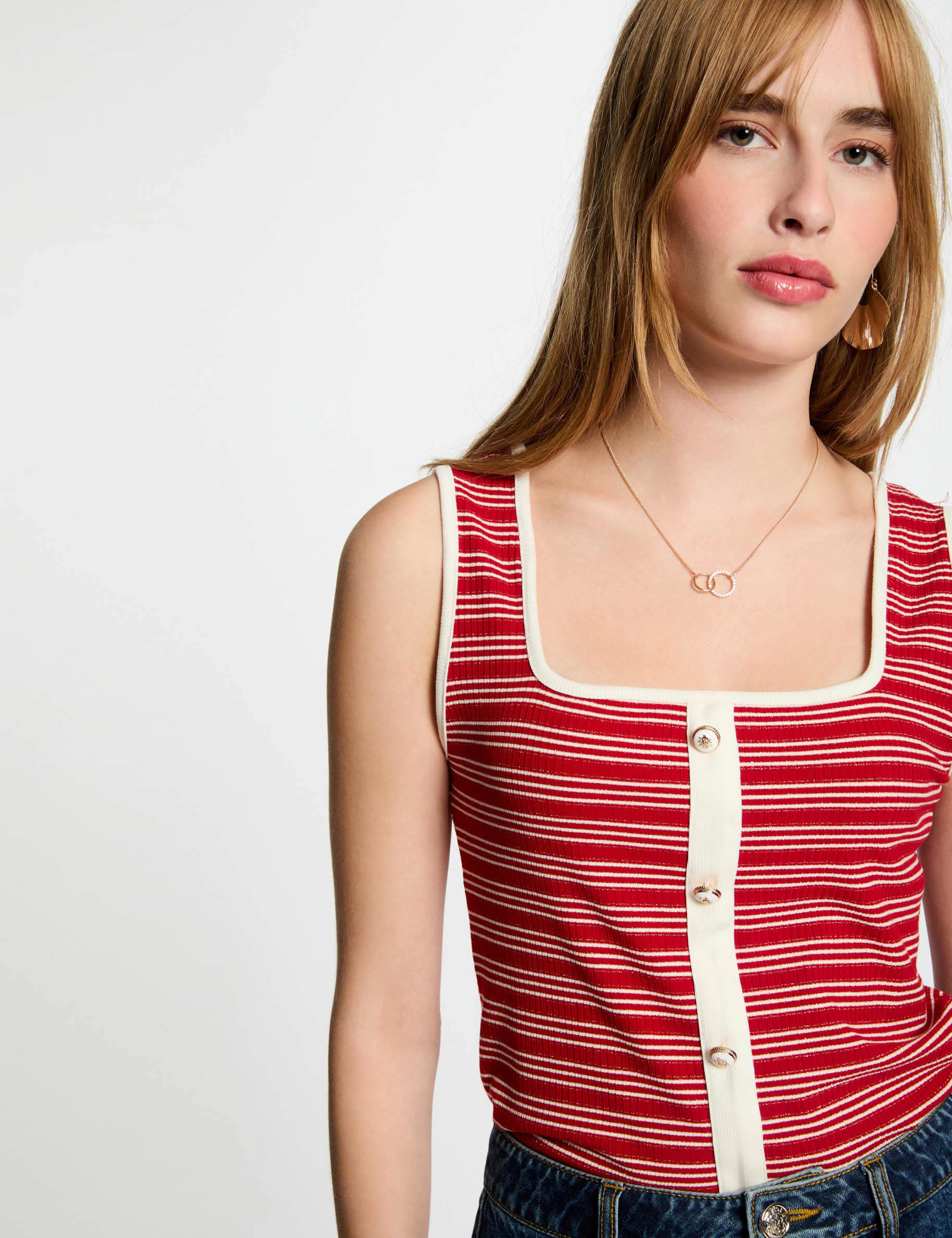 gestreiftes armelloses tanktop weiss damen Gestreiftes ärmelloses Tanktop weiss damen