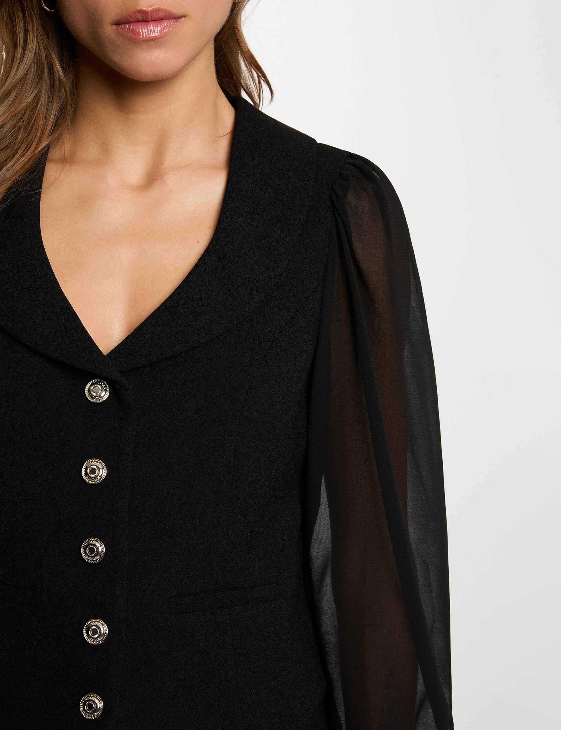 Strickjacke mit Puff&auml;rmeln schwarz damen