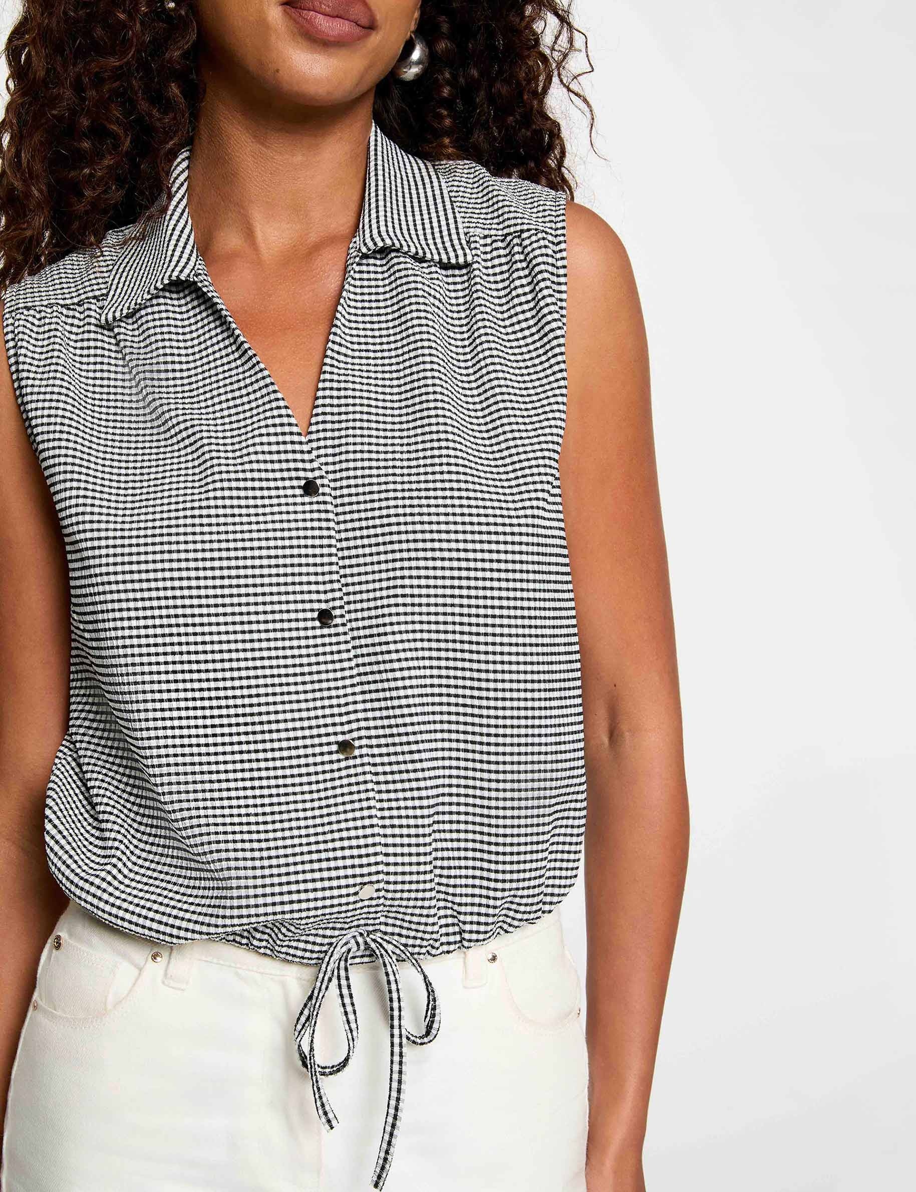 Chemise nou&eacute;e sans manches noir femme