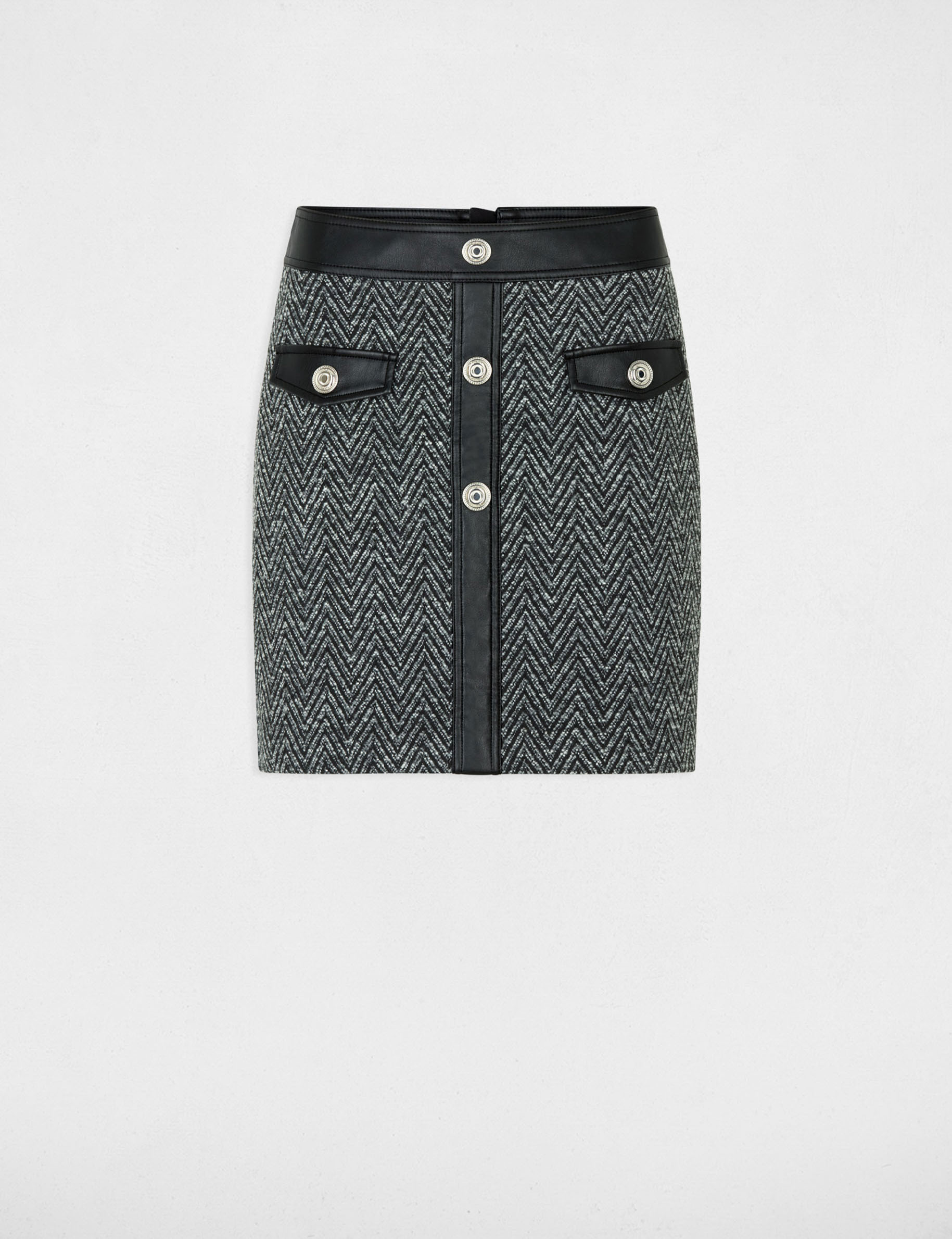 Jupe tweed noir femme
