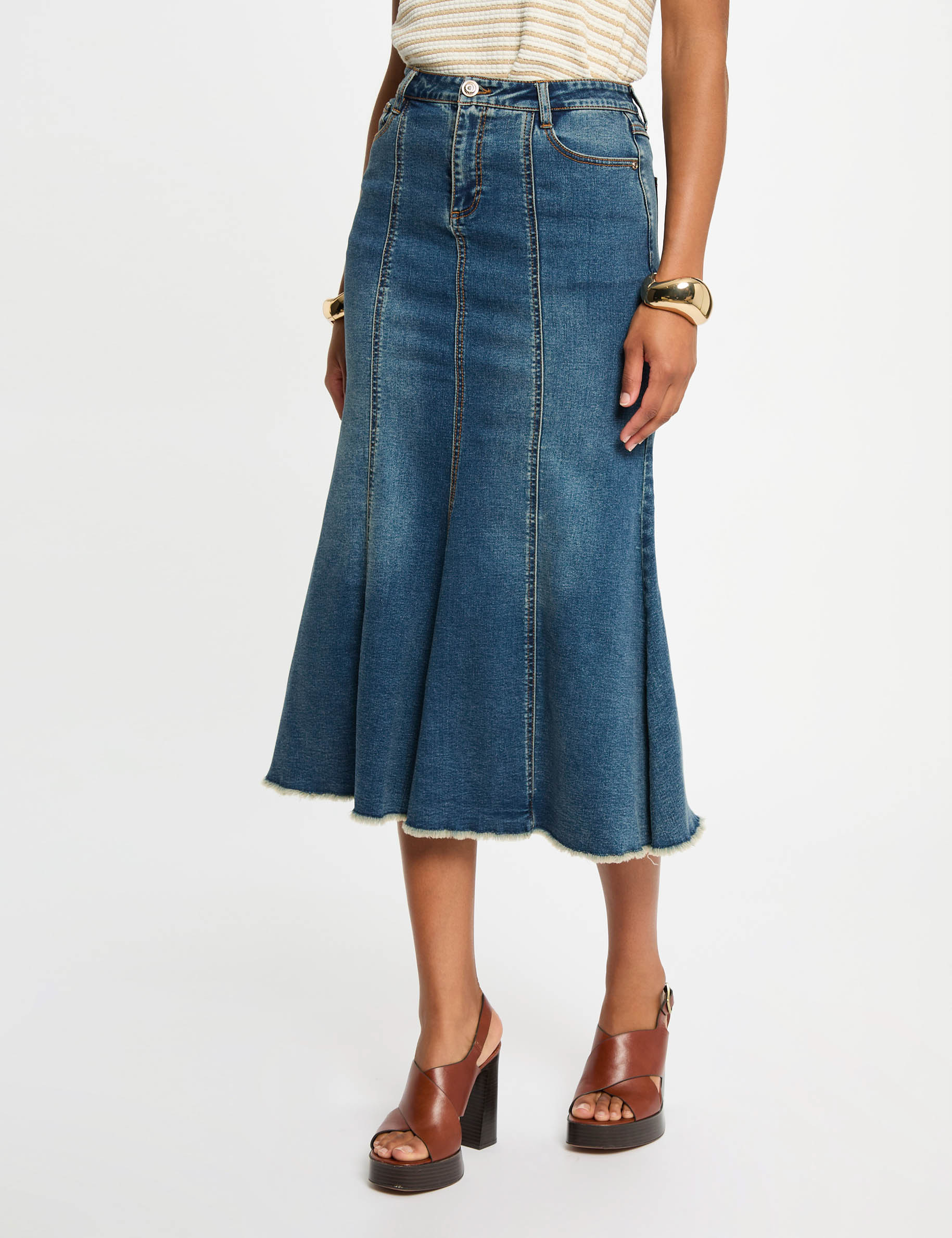 figurbetonter midi jeansrock stone denim damen Figurbetonter Midi-Jeansrock stone denim damen