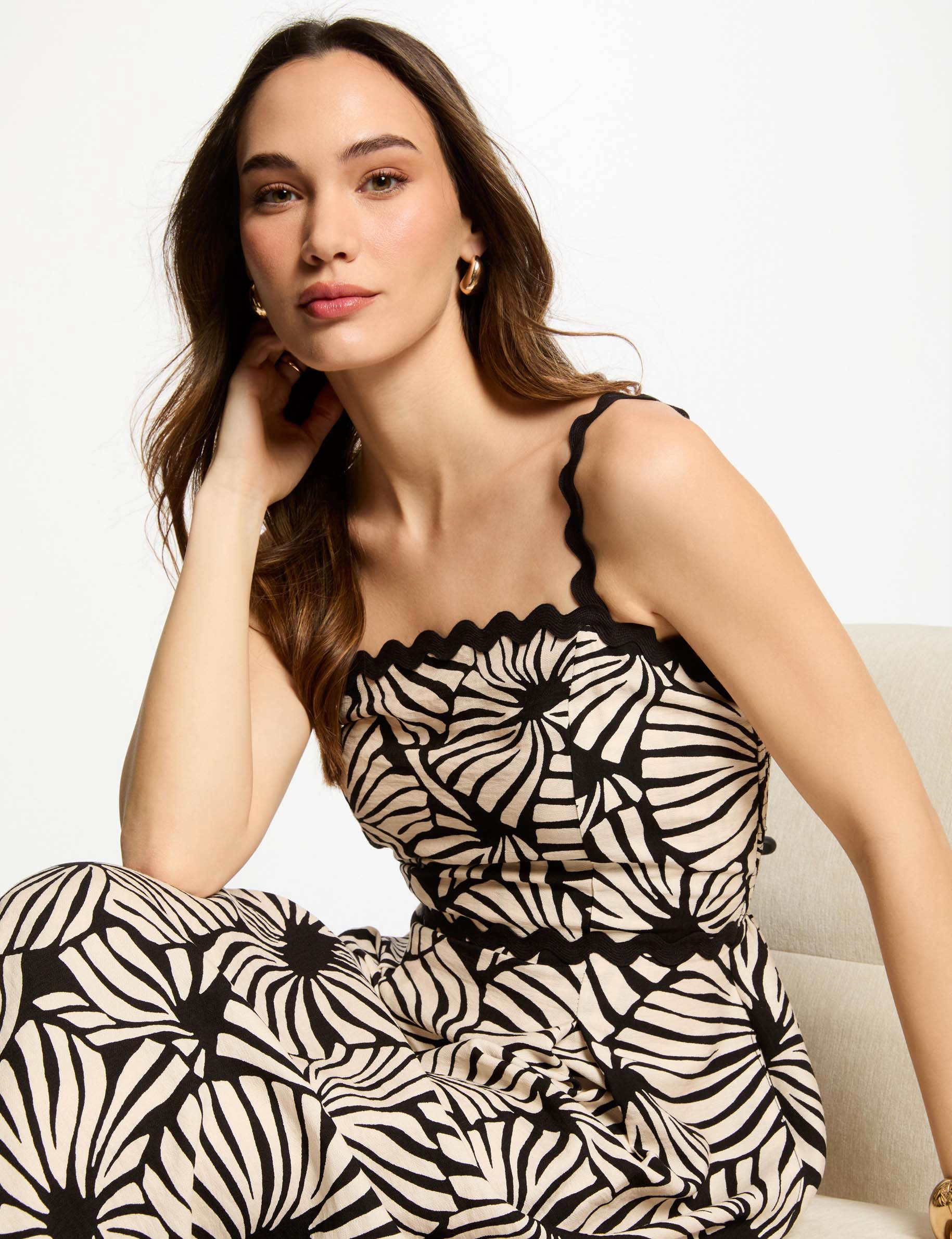 robe midi droite imprime multicolore femme Robe midi droite imprim�e multicolore femme