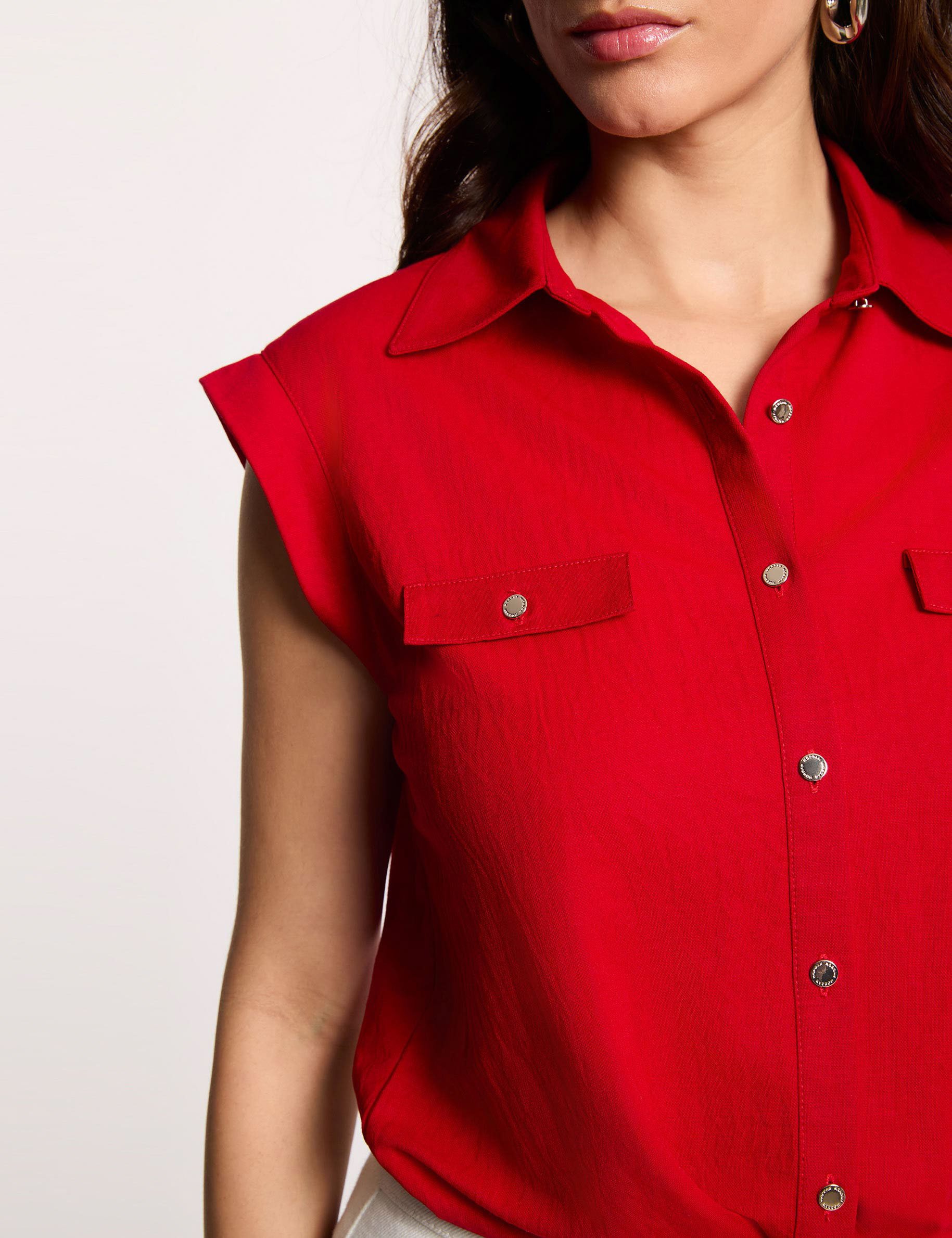 &Auml;rmellose Bluse rot damen