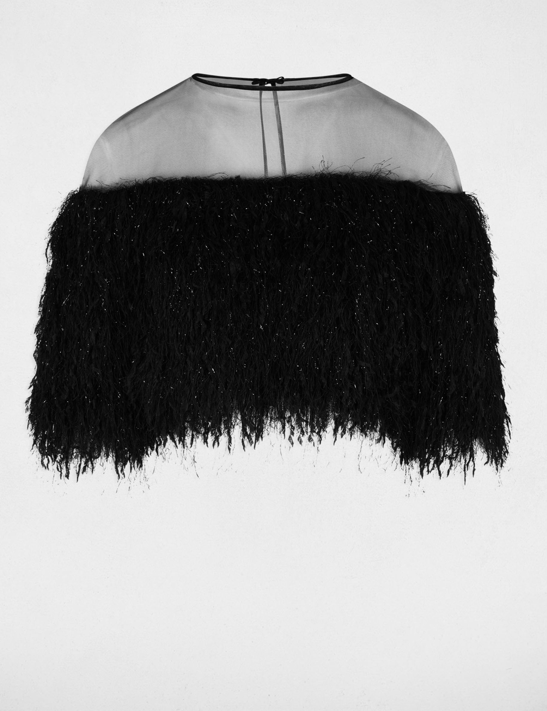 Blouse fausse fourrure noir femme