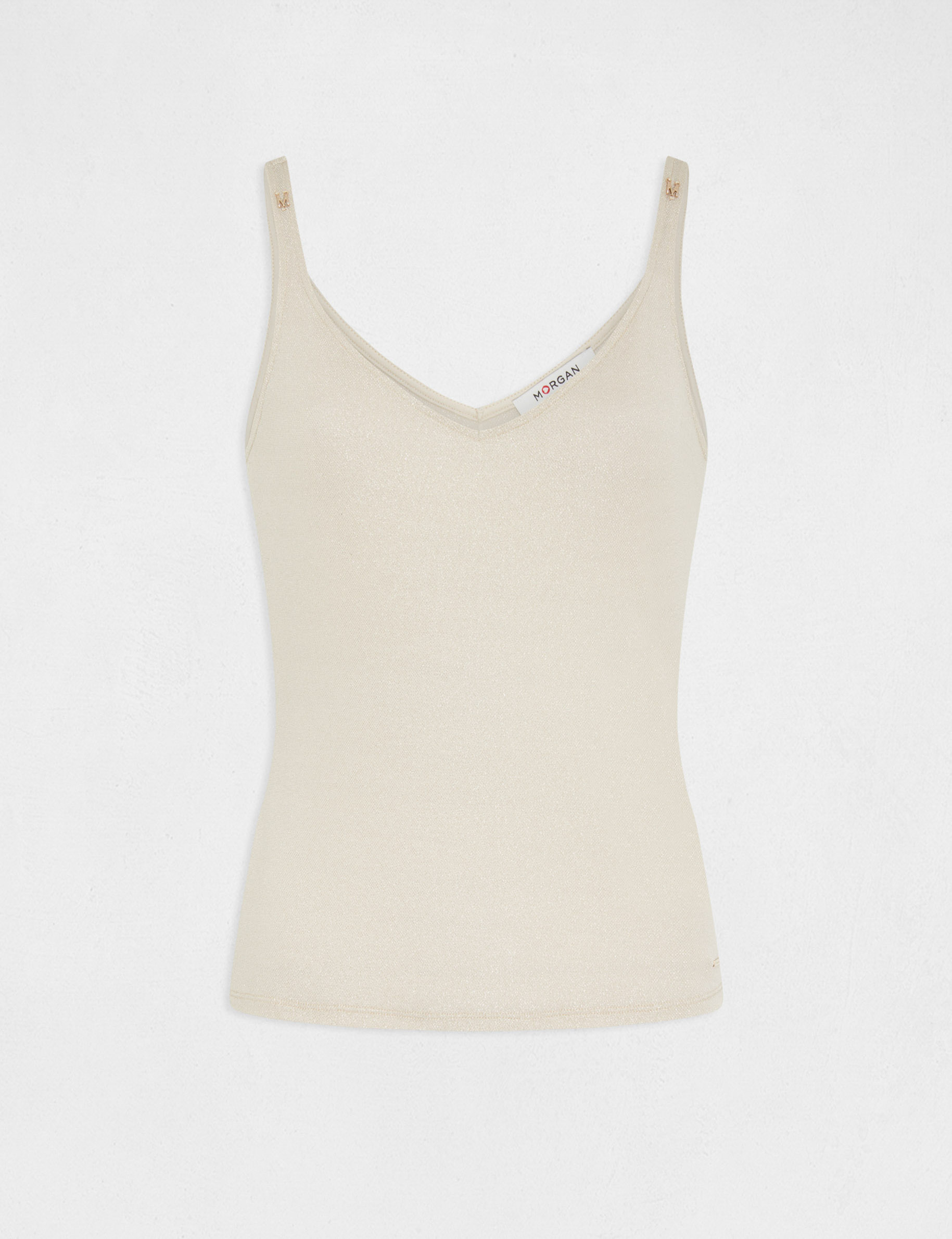 v ausschnitt top mit metallic faden elfenbein damen V-Ausschnitt-Top mit Metallic-Fäden elfenbein damen