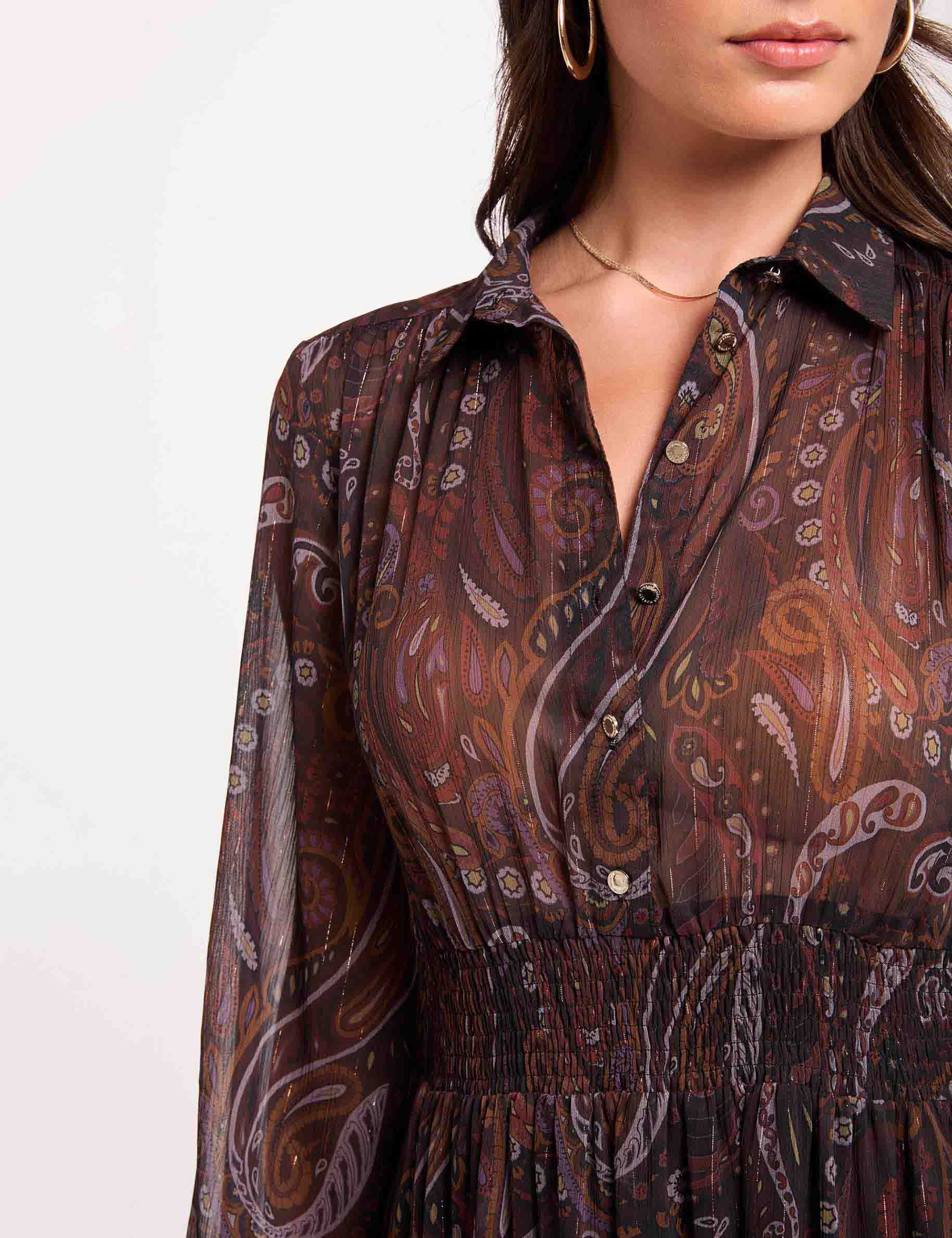 Langes Kleid aus Voile mehrfarbig damen