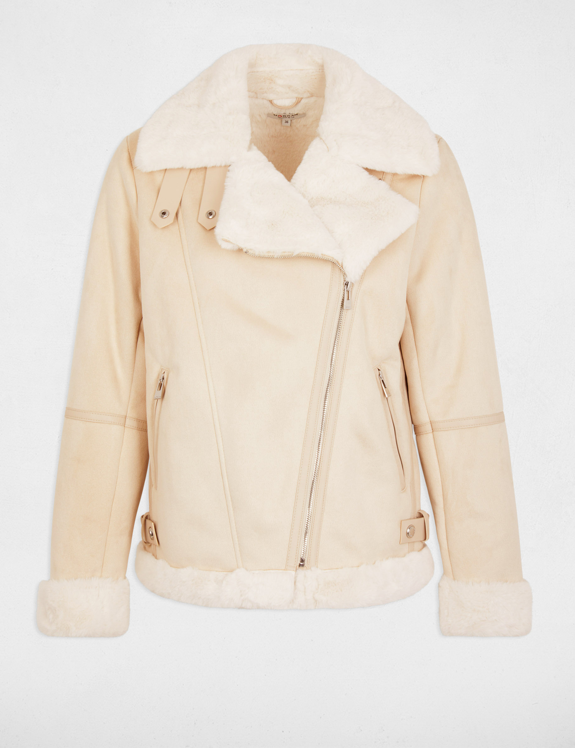 blouson zippe suedine ivoire femme Blouson zippé suédine ivoire femme