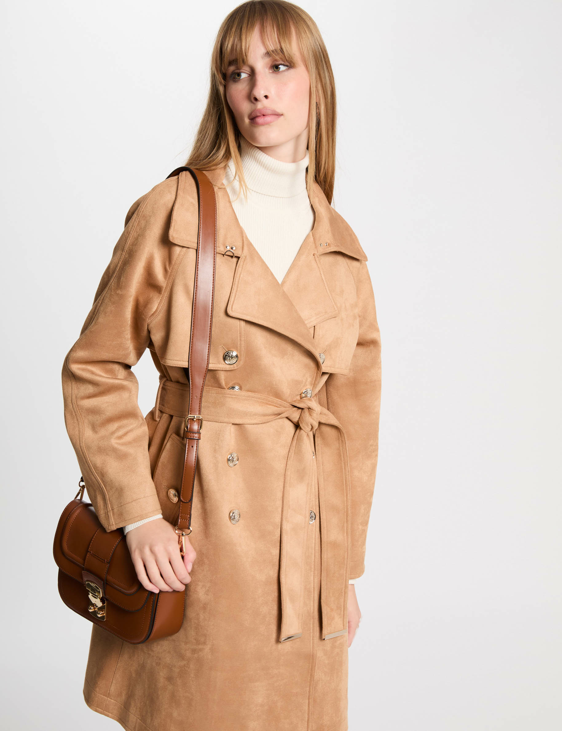 langer wildleder trenchcoat marron clair damen Langer Wildleder-Trenchcoat marron clair damen