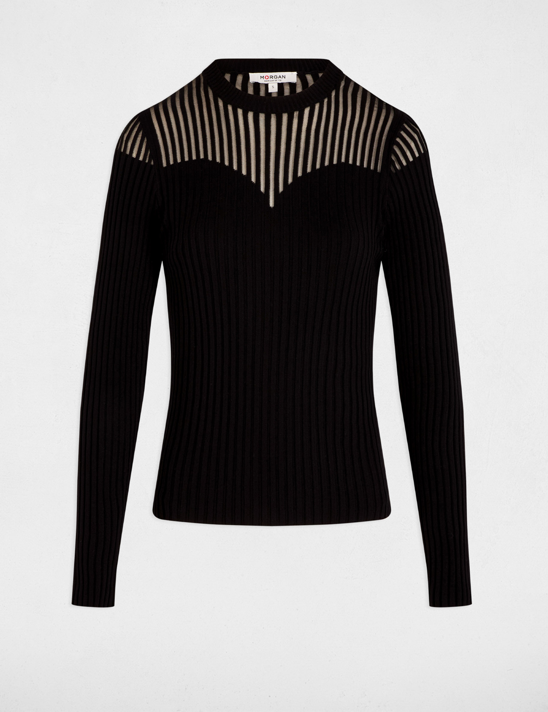 Pull torsad&eacute; cintr&eacute; noir femme