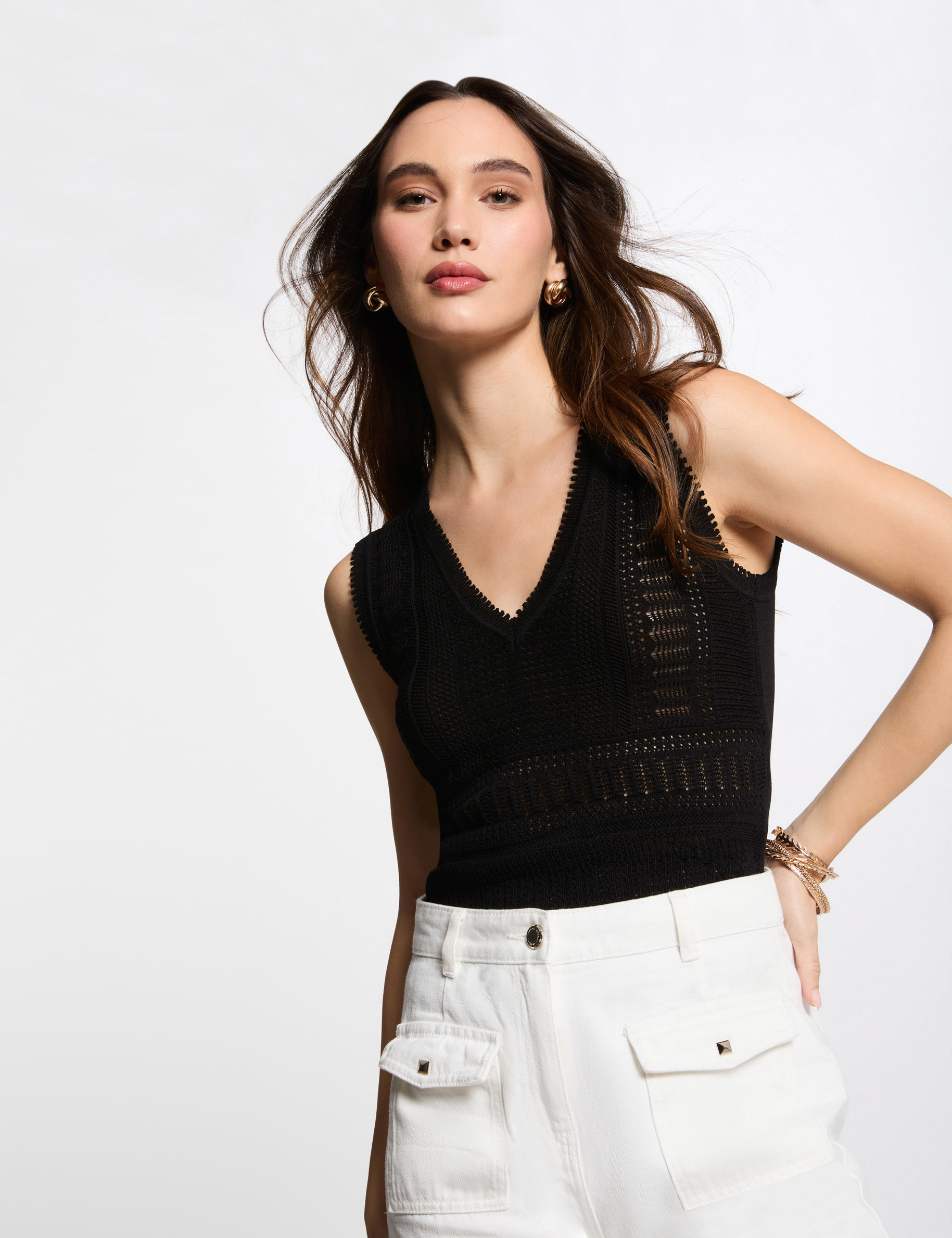 pullover mit ajourmuster schwarz damen Pullover mit Ajourmuster schwarz damen