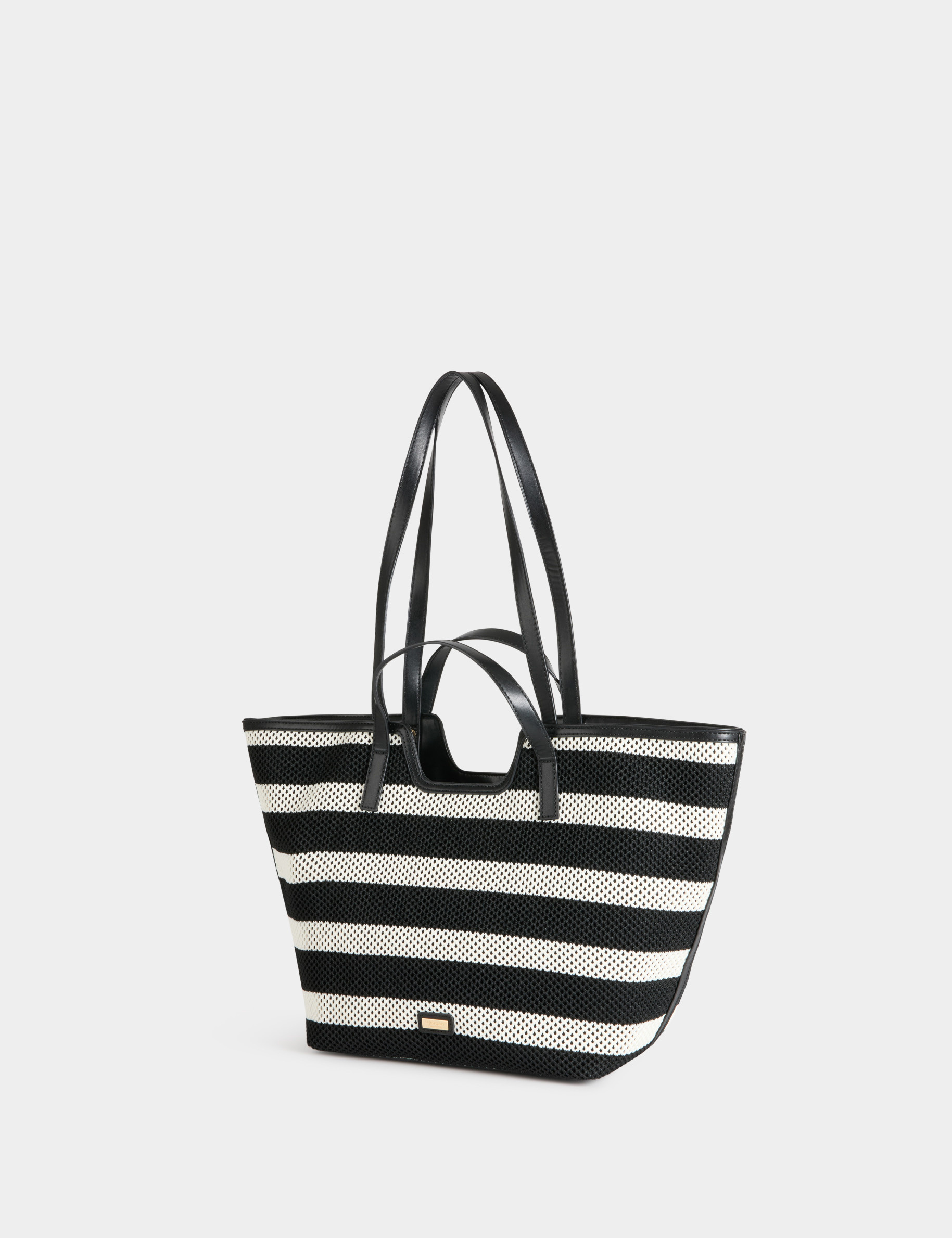 Sac cabas tiss&eacute; blanc femme