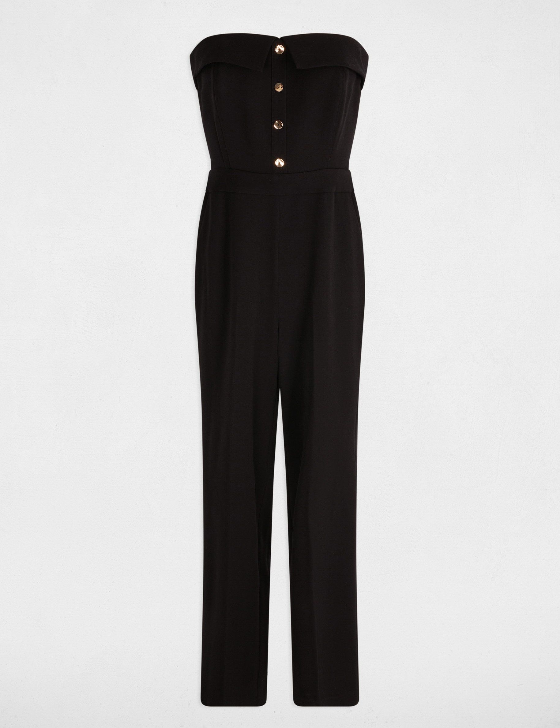 langer jumpsuit mit bustier ausschnitt schwarz damen Langer Jumpsuit mit Bustier-Ausschnitt schwarz damen