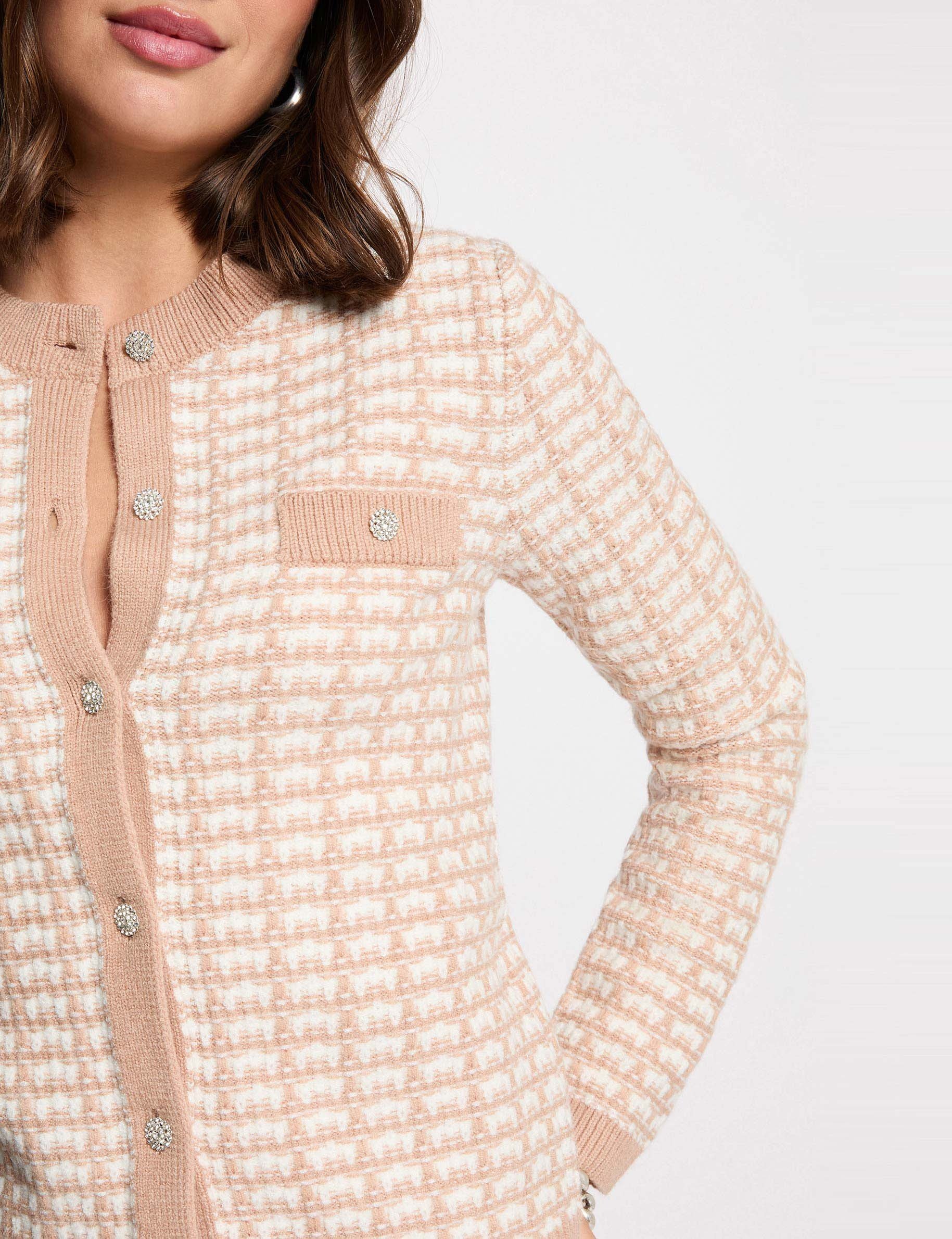 Strickjacke mit Jacquardmuster maulwurfsgrau damen