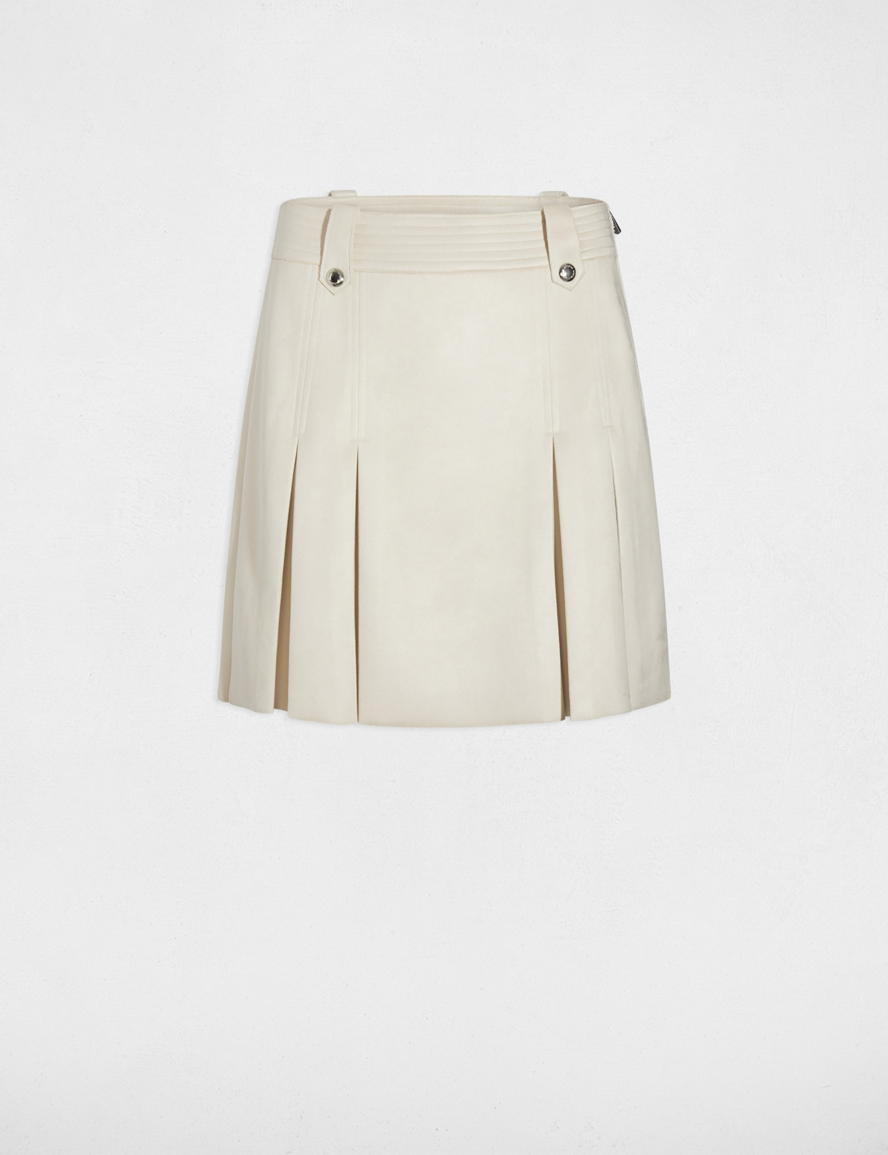 Jupe courte su&eacute;dine ecru femme
