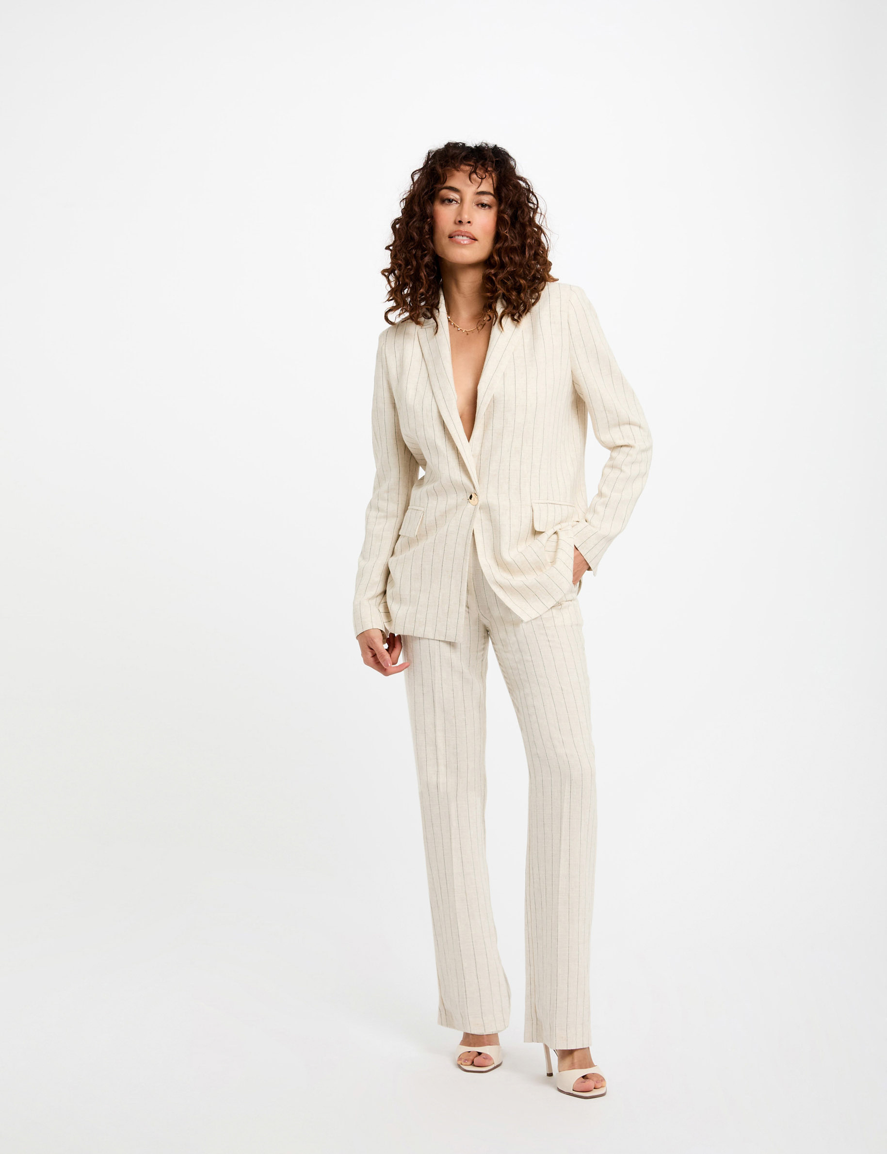 gestreifter blazer beige damen Gestreifter Blazer beige damen